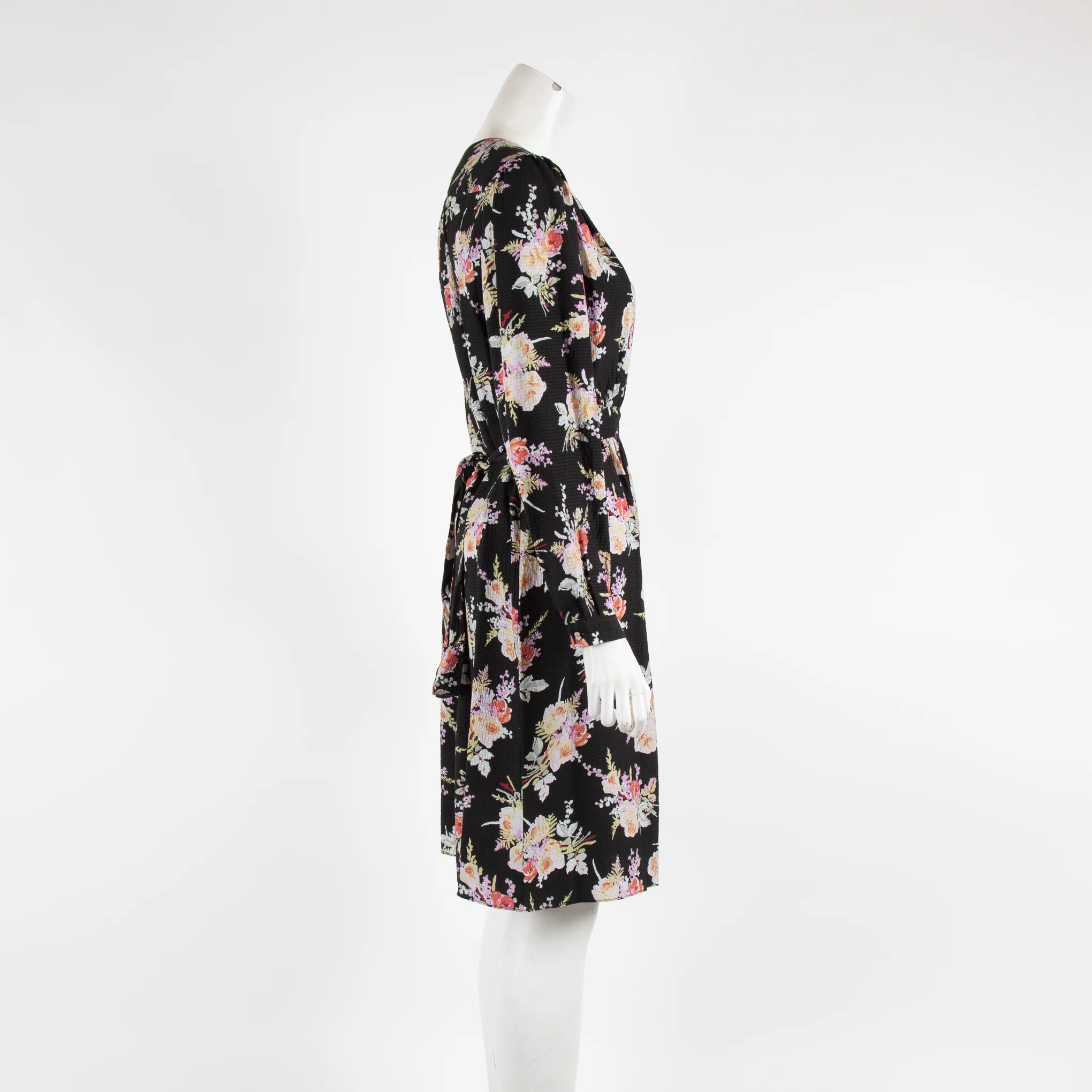 Rebecca Taylor Black Floral Long Sleeve Short Dress - Image 2