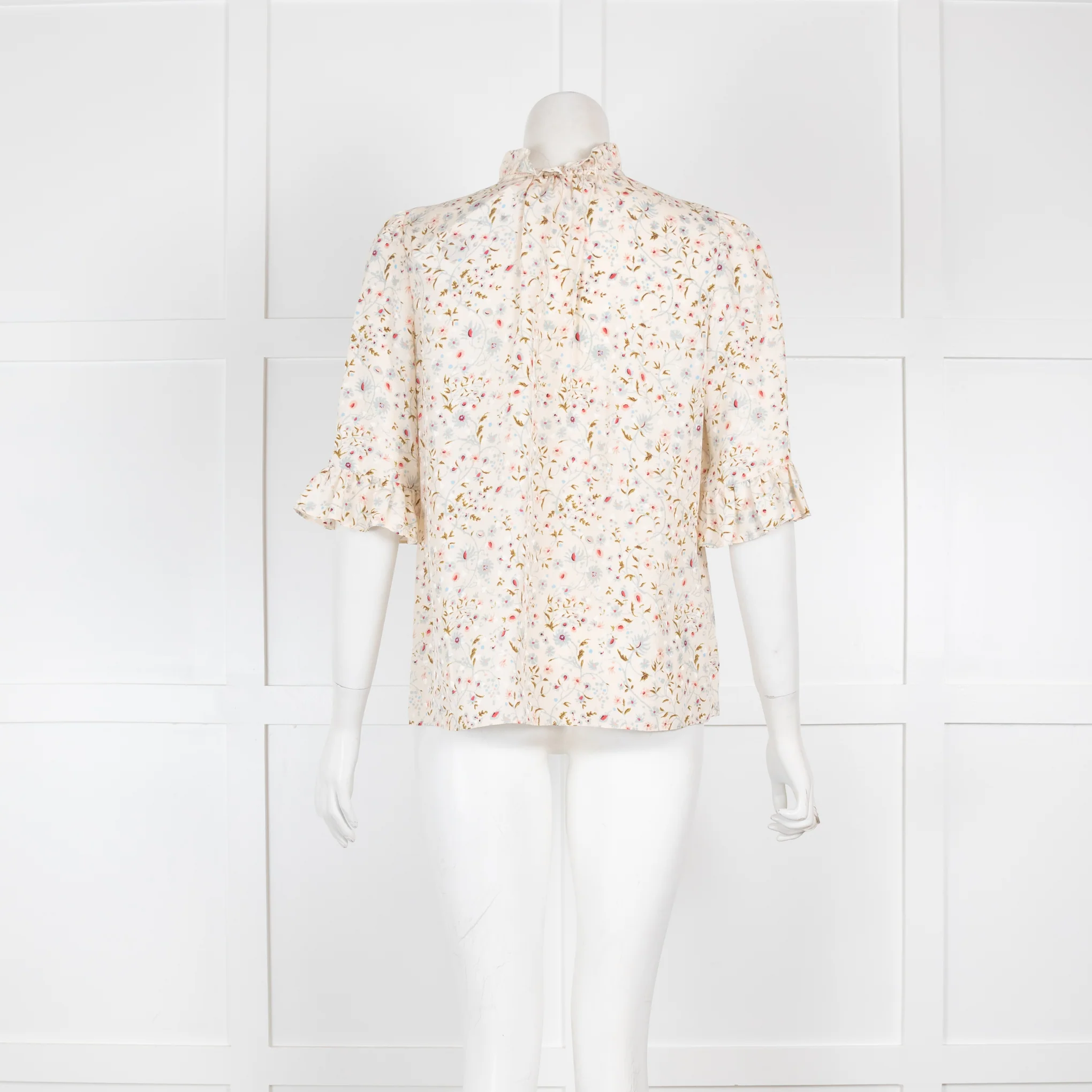 Rebecca Taylor Floral 3/4 Length Sleeve Ruffle Blouse - Image 3