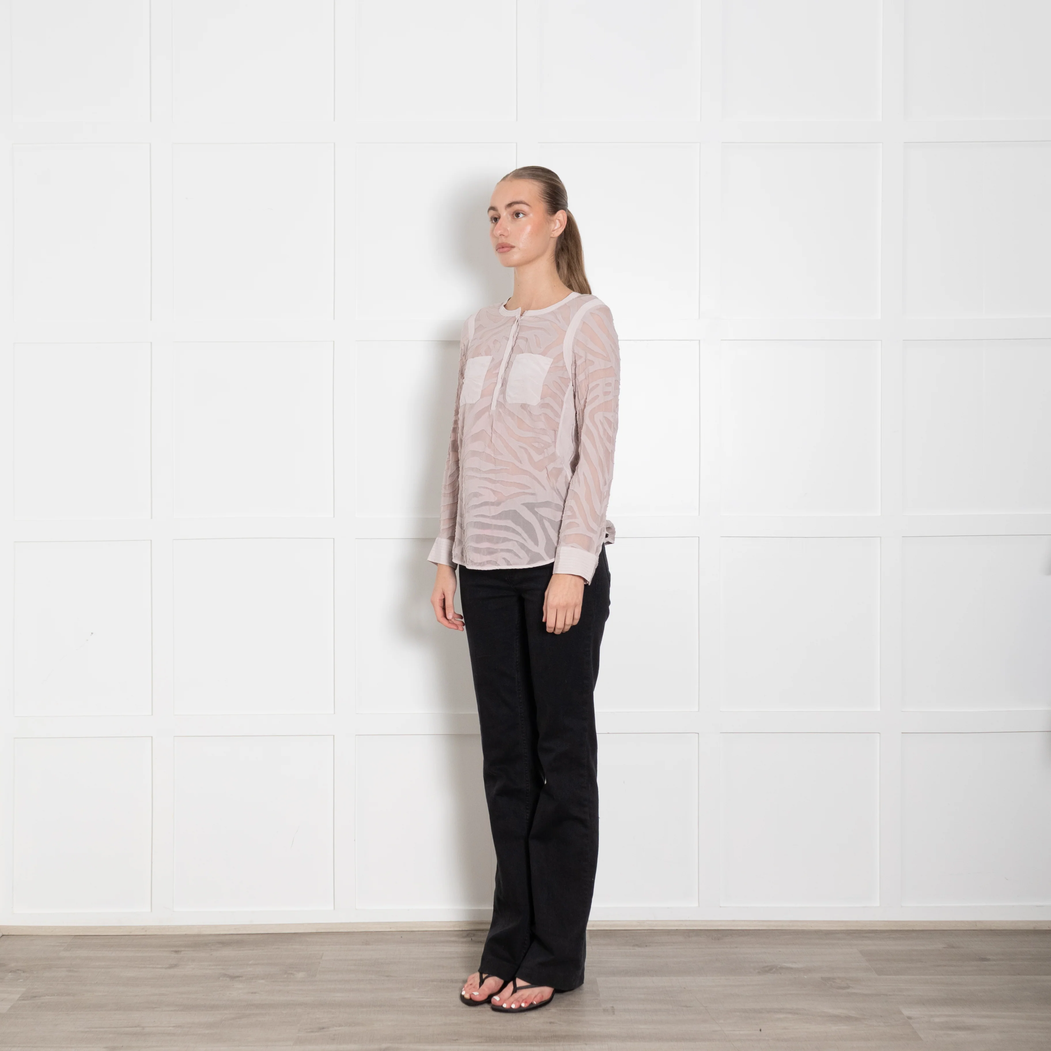 Rebecca Taylor Lilac Devore Long Sleeve Top - Image 3