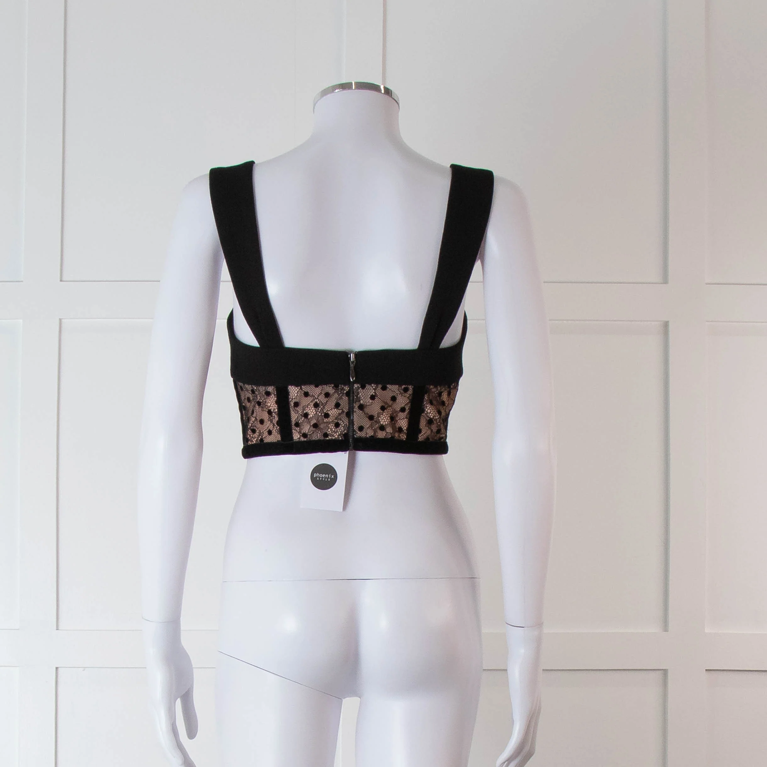 Rebecca Vallance Black and Nude Lace Bustier Top with Wide Straps - Image 5