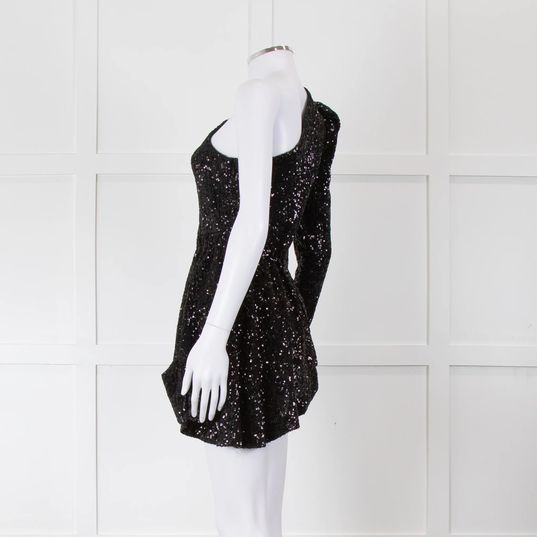 Rebecca Vallance Black Sequin One Shoulder Top - Image 6