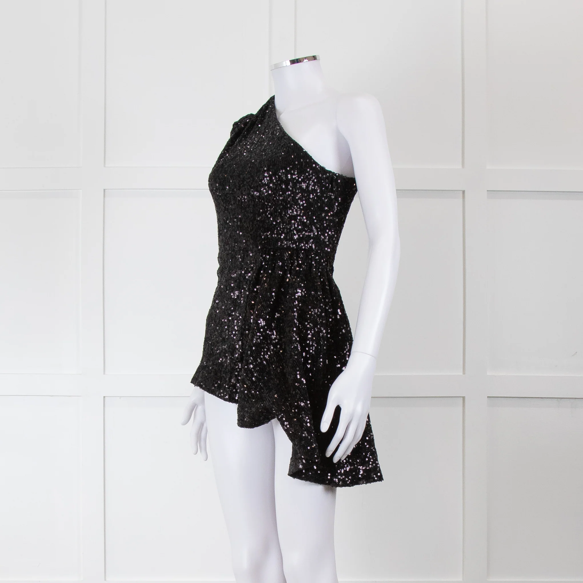 Rebecca Vallance Black Sequin One Shoulder Top - Image 8