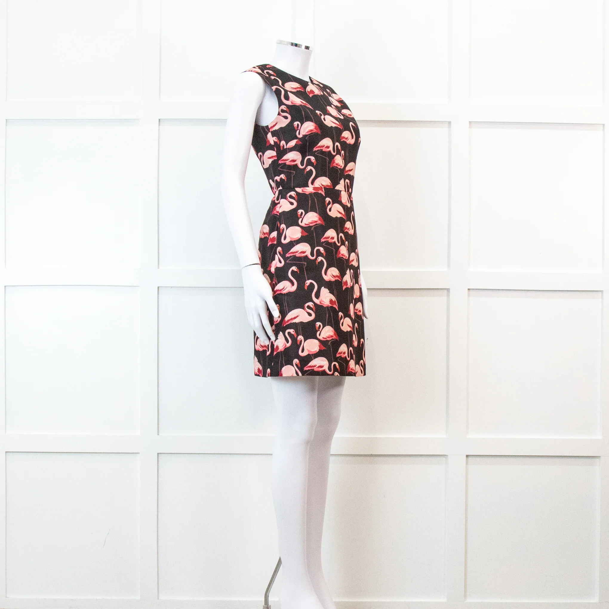 Red Valentino Black Flamingo Print Sleeveless Dress - Image 2