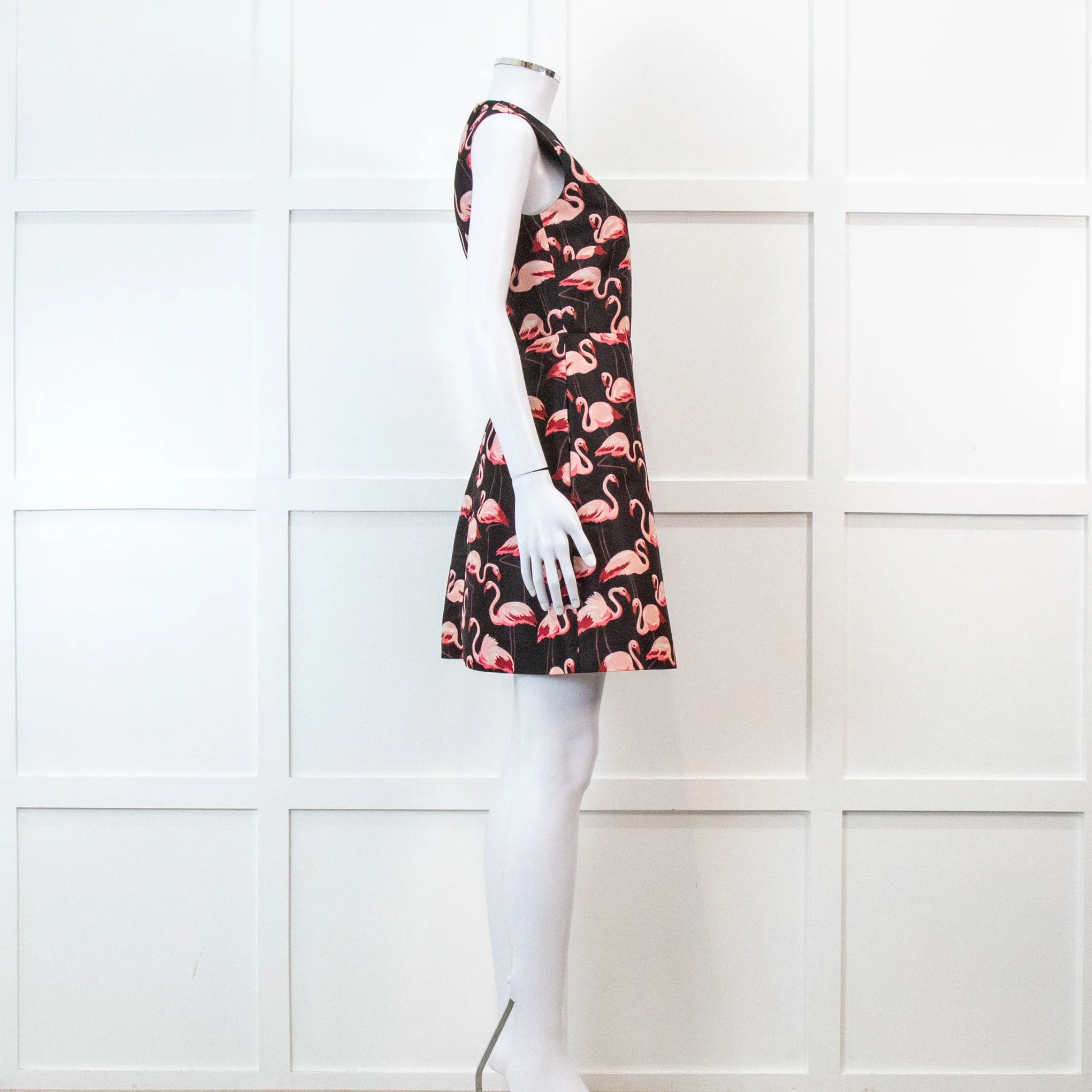 Red Valentino Black Flamingo Print Sleeveless Dress - Image 3
