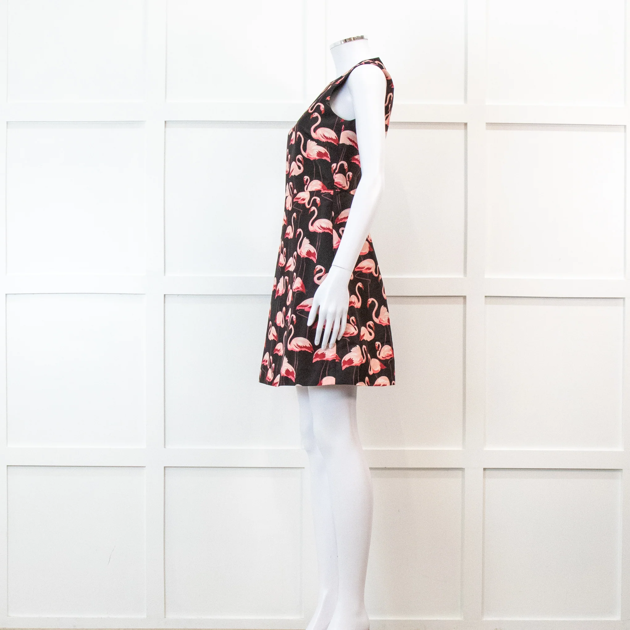 Red Valentino Black Flamingo Print Sleeveless Dress - Image 7