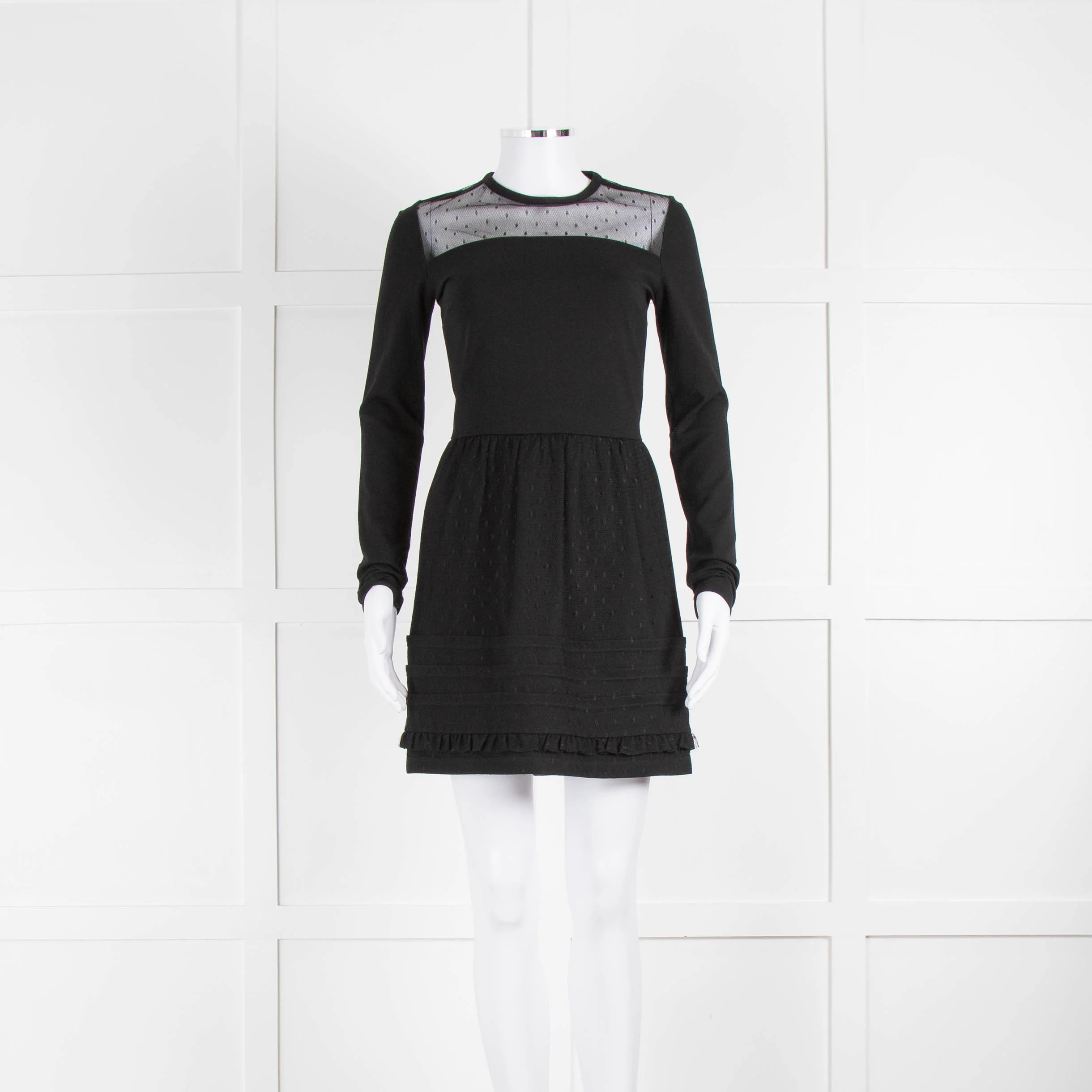 Red Valentino Black Long Sleeve Mini Dress