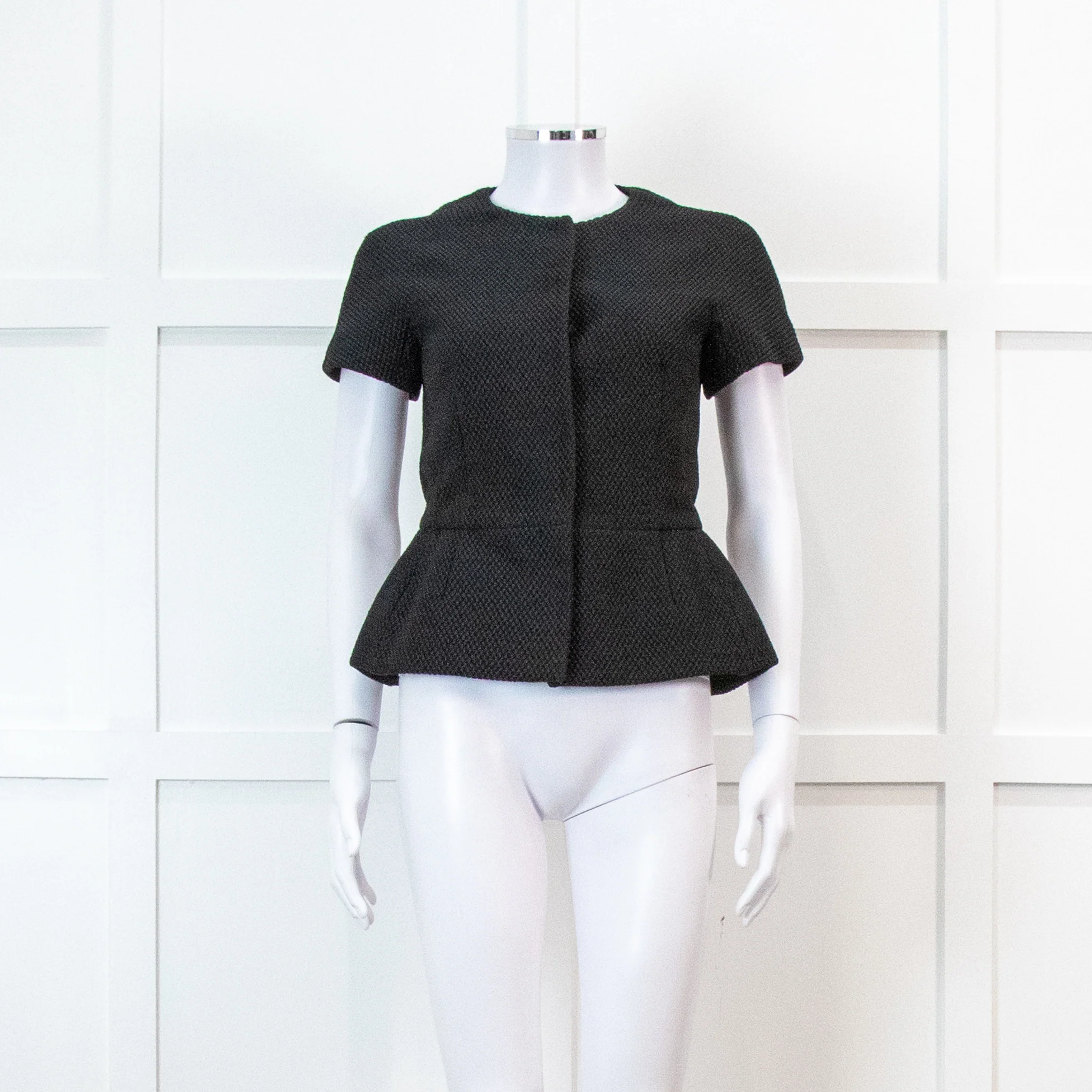 Red Valentino Black Peplum Waffle Top