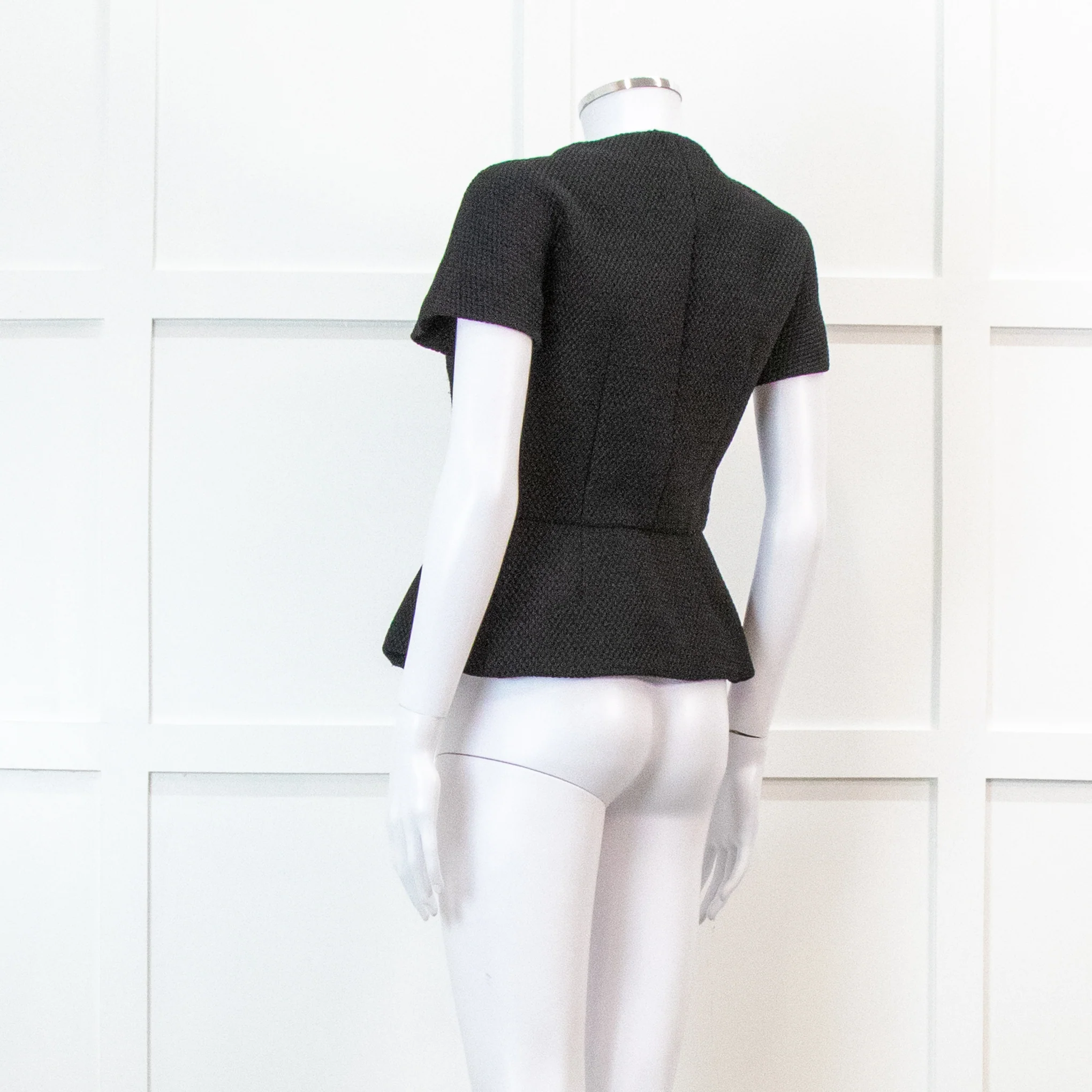 Red Valentino Black Peplum Waffle Top - Image 6