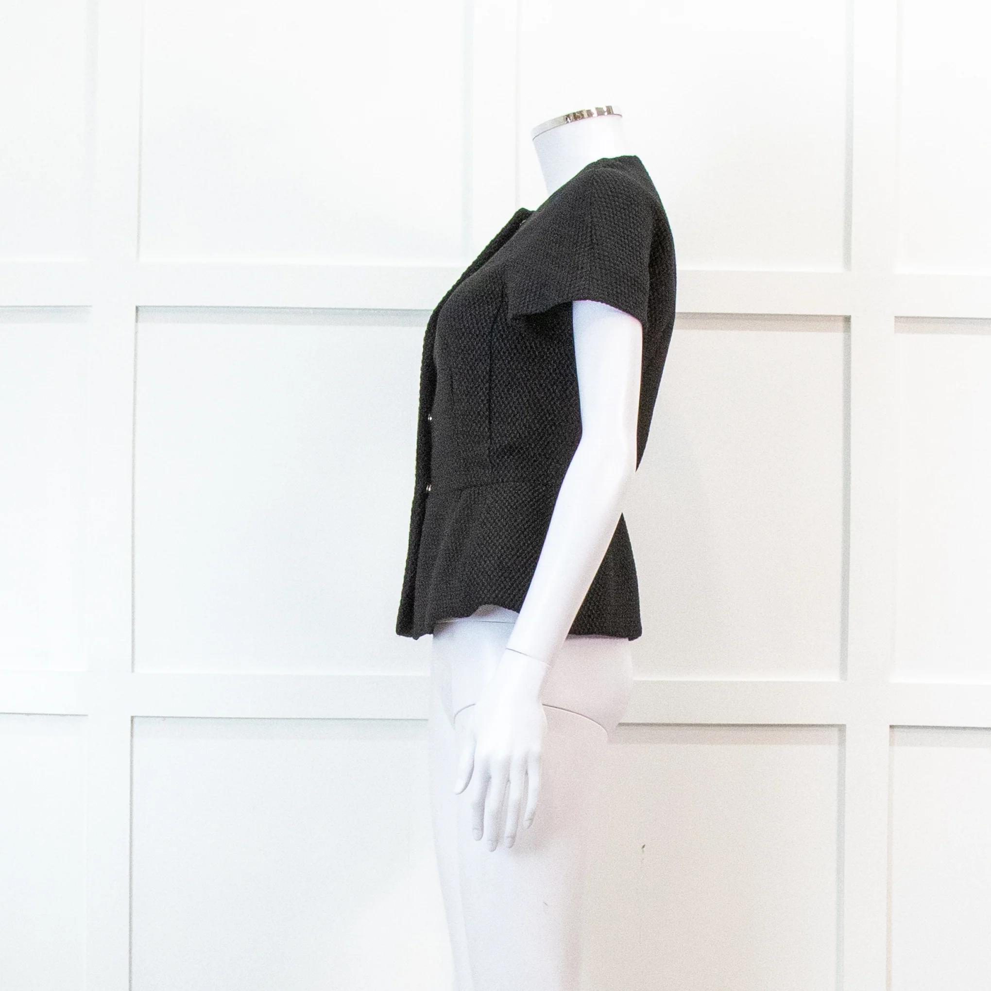 Red Valentino Black Peplum Waffle Top - Image 7