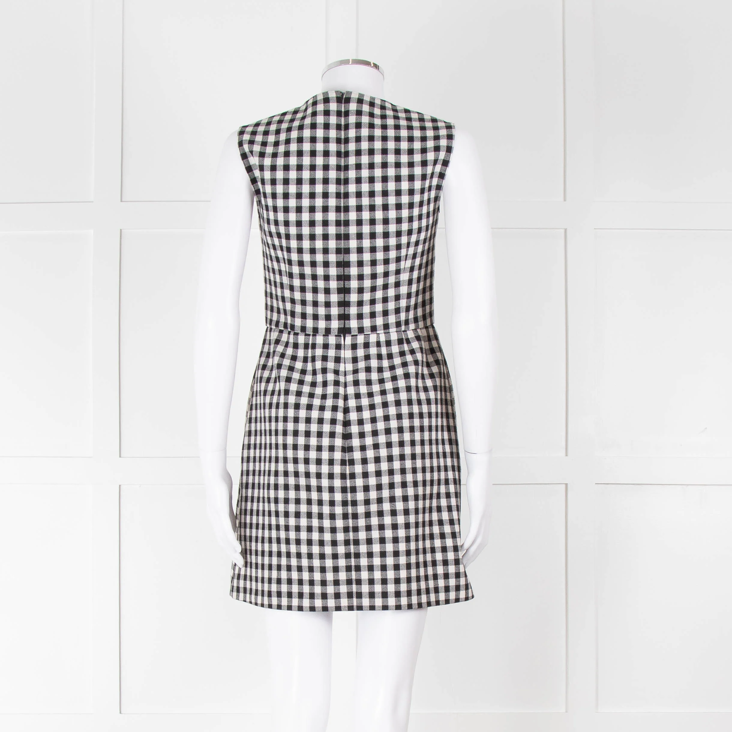Red Valentino Black & White Gingham Sleeveless Mini Dress - Image 5