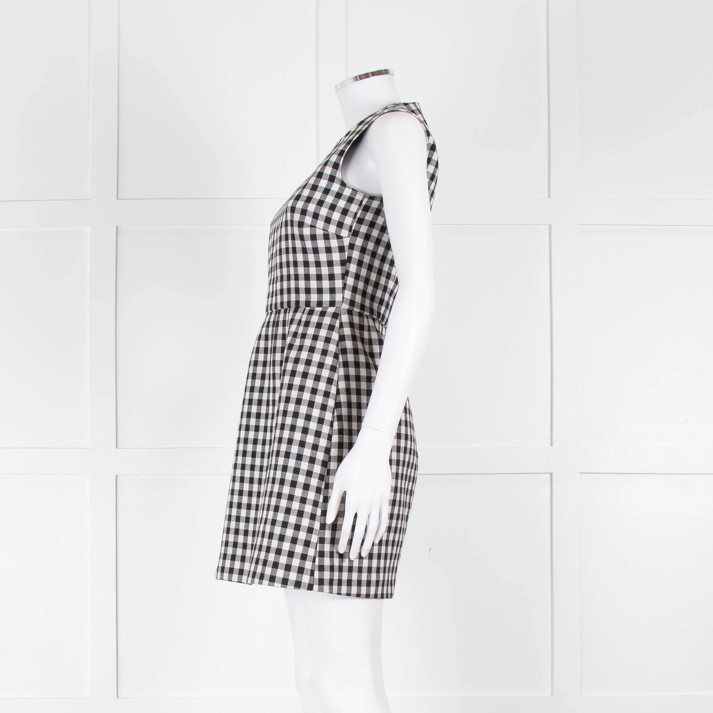 Red Valentino Black & White Gingham Sleeveless Mini Dress - Image 6