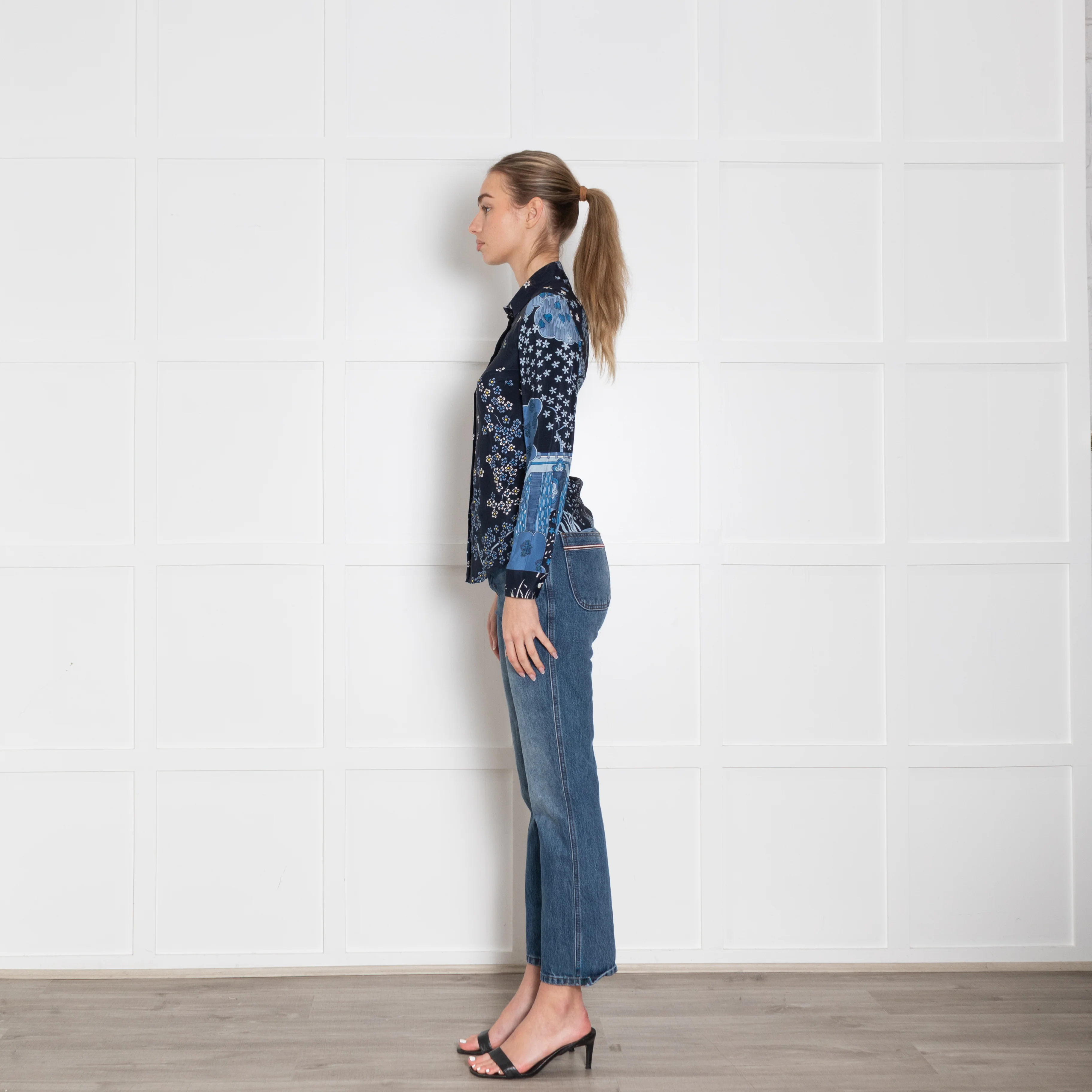 Red Valentino Blue Mix Flower Print Silk Shirt - Image 4