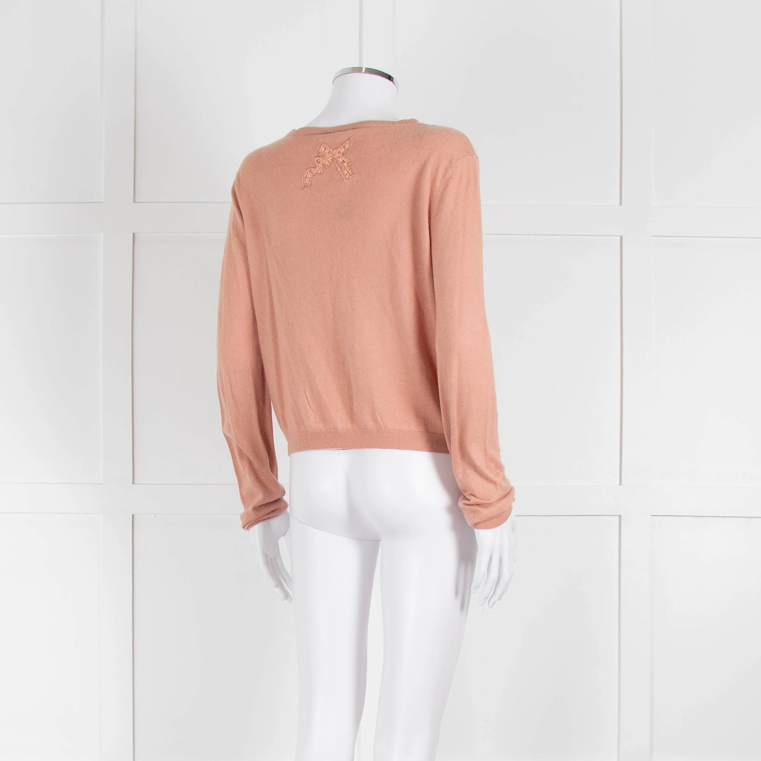 Red Valentino Peach Lace Detail Cardigan - Image 4