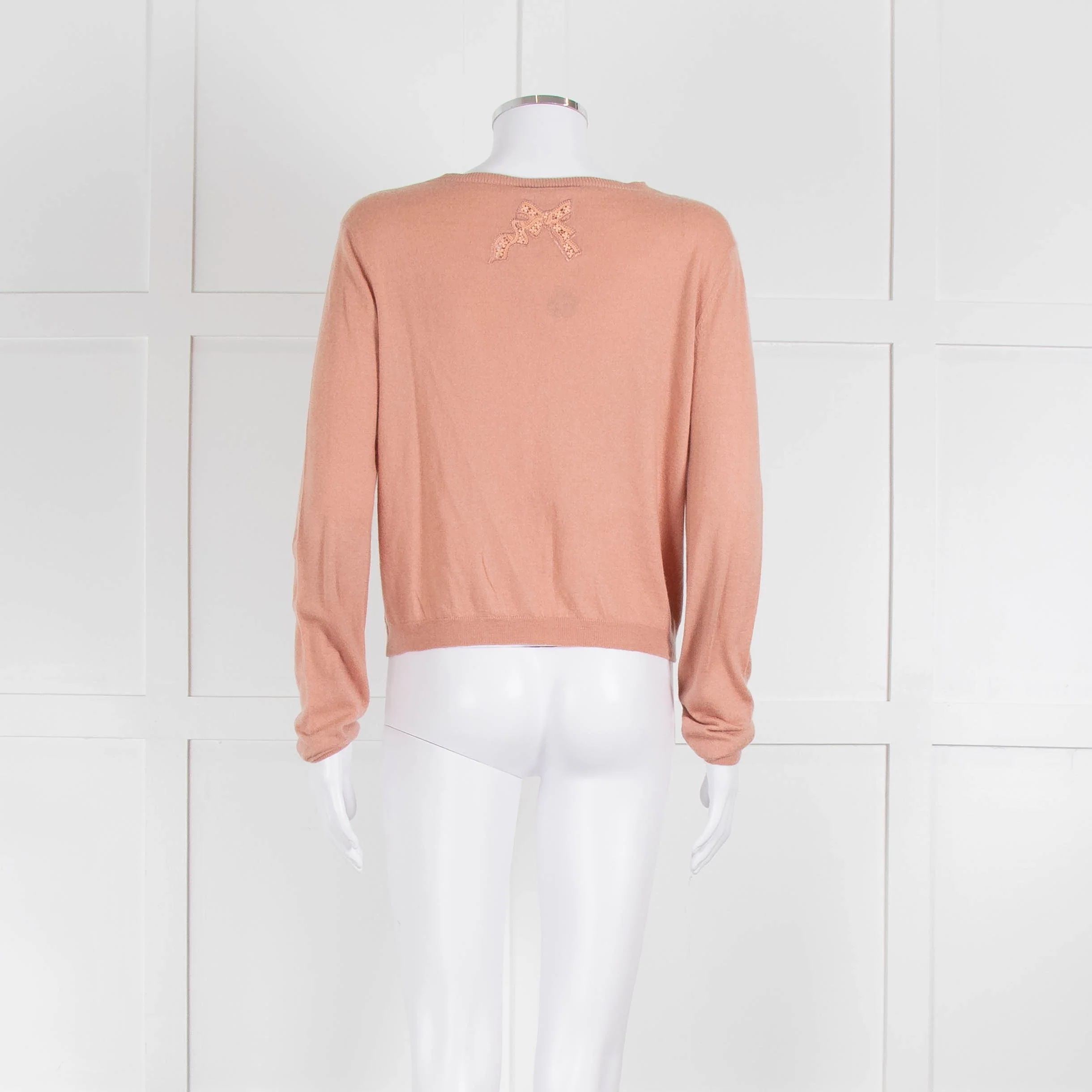 Red Valentino Peach Lace Detail Cardigan - Image 5