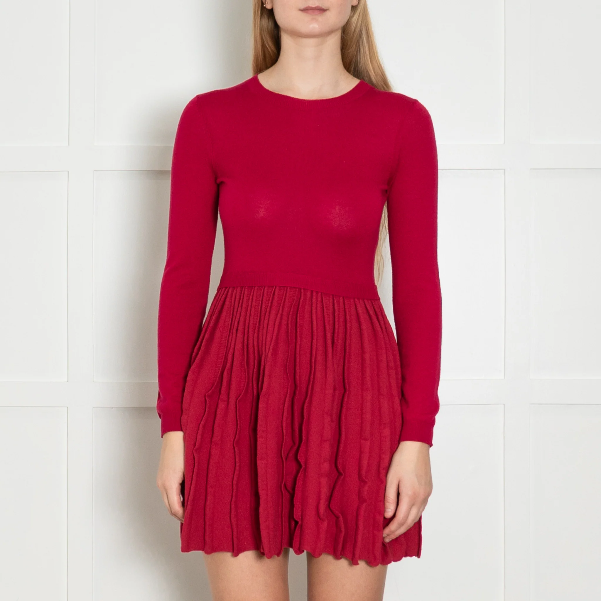 Red Valentino Red Knit Fit And Flare Dress - Image 2