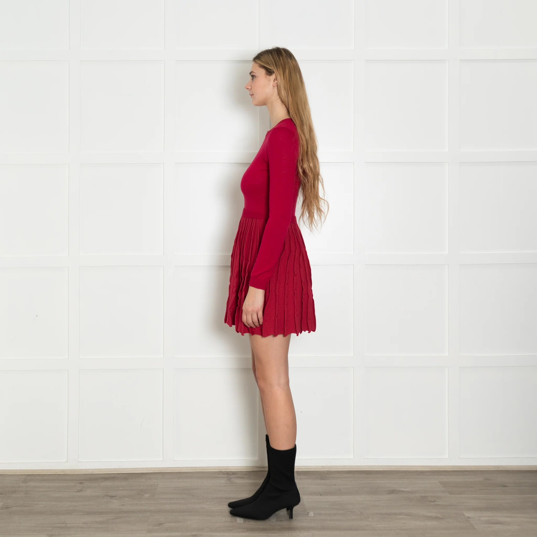 Red Valentino Red Knit Fit And Flare Dress - Image 4