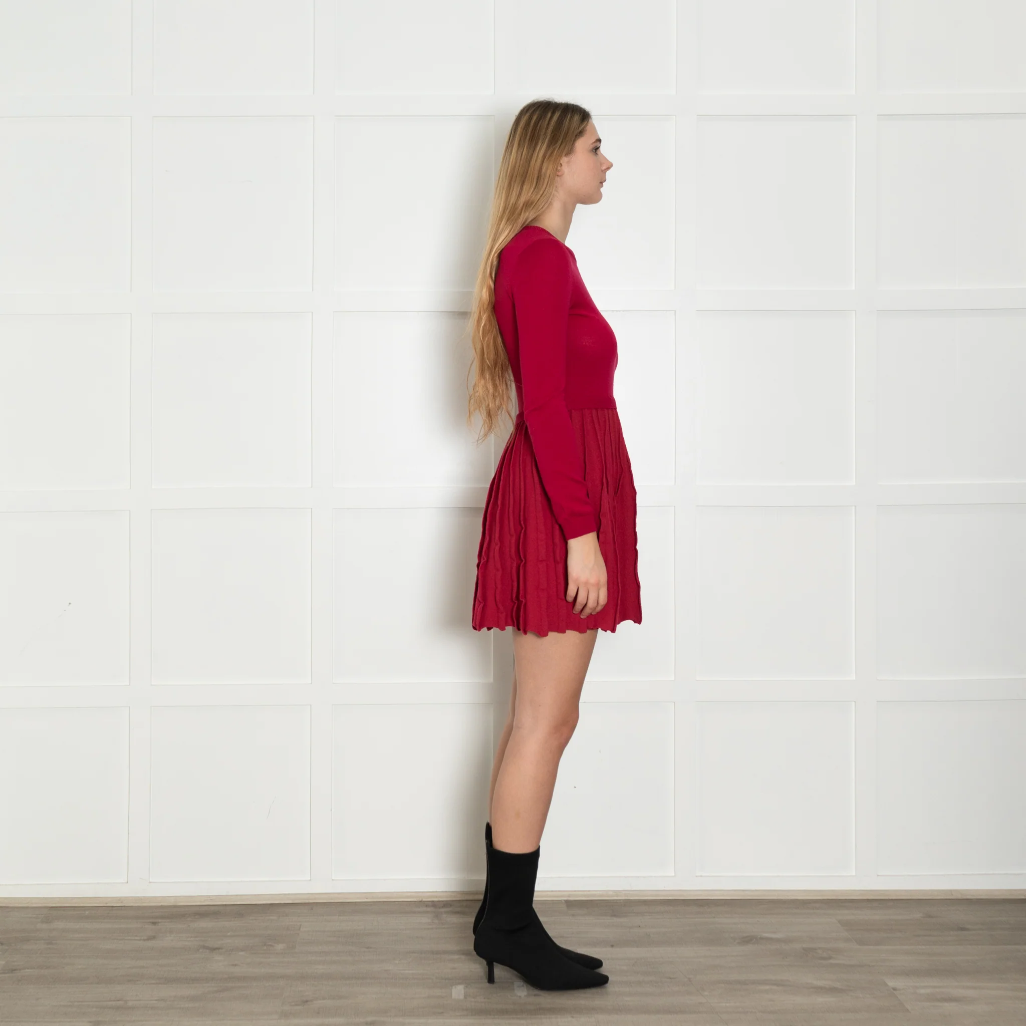 Red Valentino Red Knit Fit And Flare Dress - Image 6