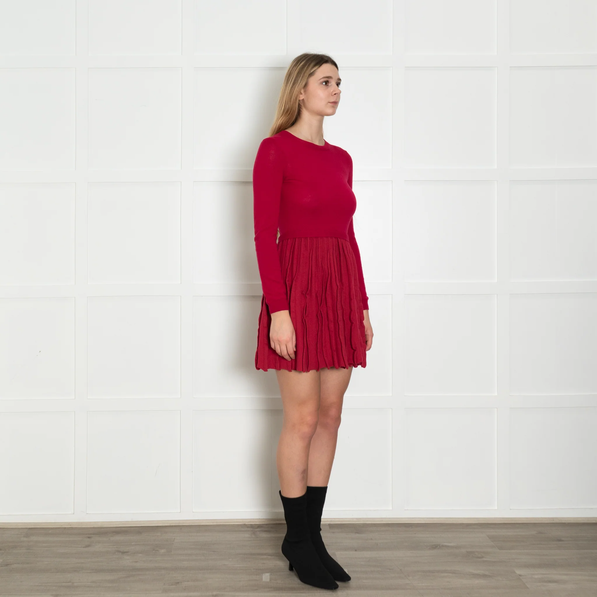 Red Valentino Red Knit Fit And Flare Dress - Image 7