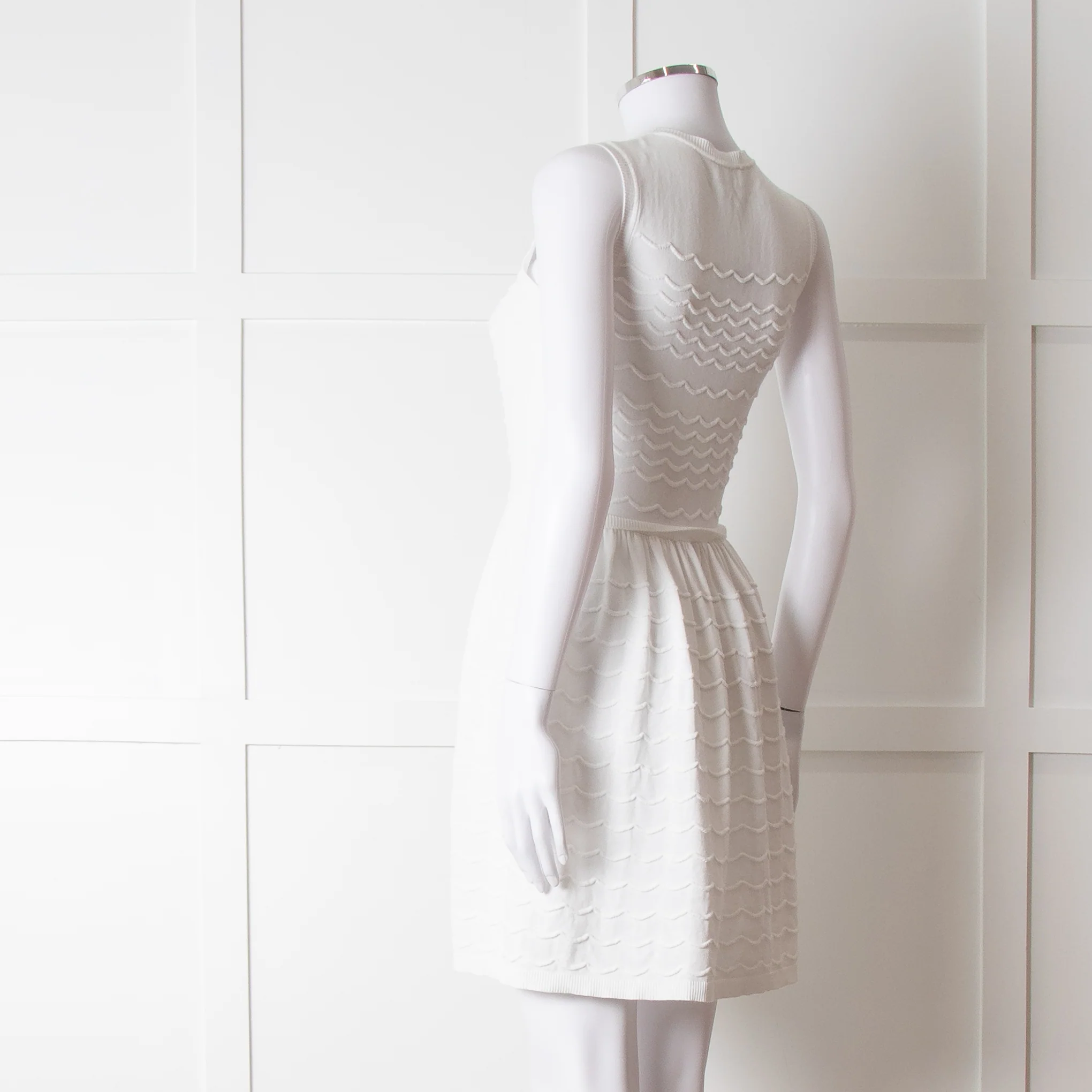 Red Valentino White Knit Sleeveless Mini Dress - Image 6