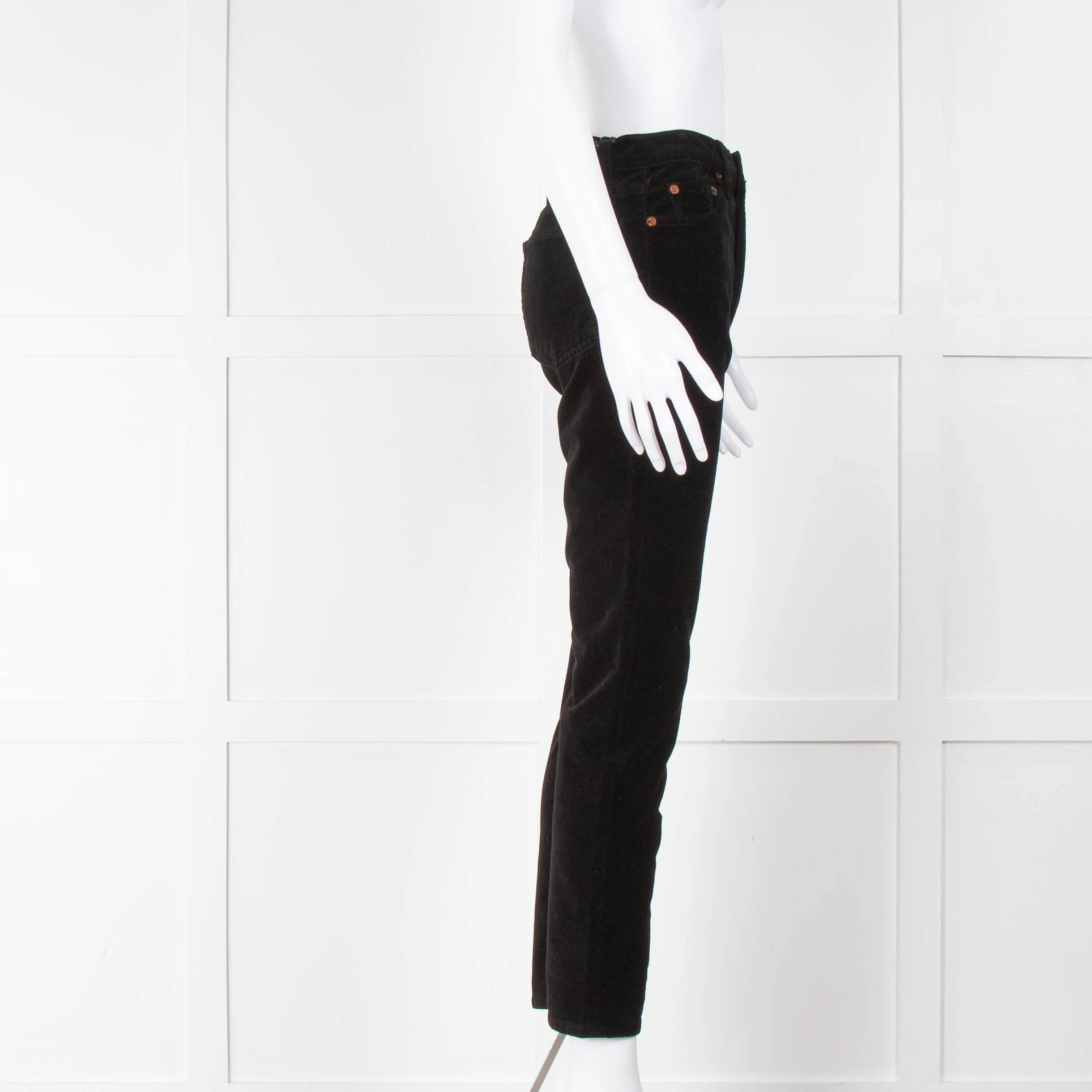 Re/Done Black Velvet Stretch Trousers - Image 2