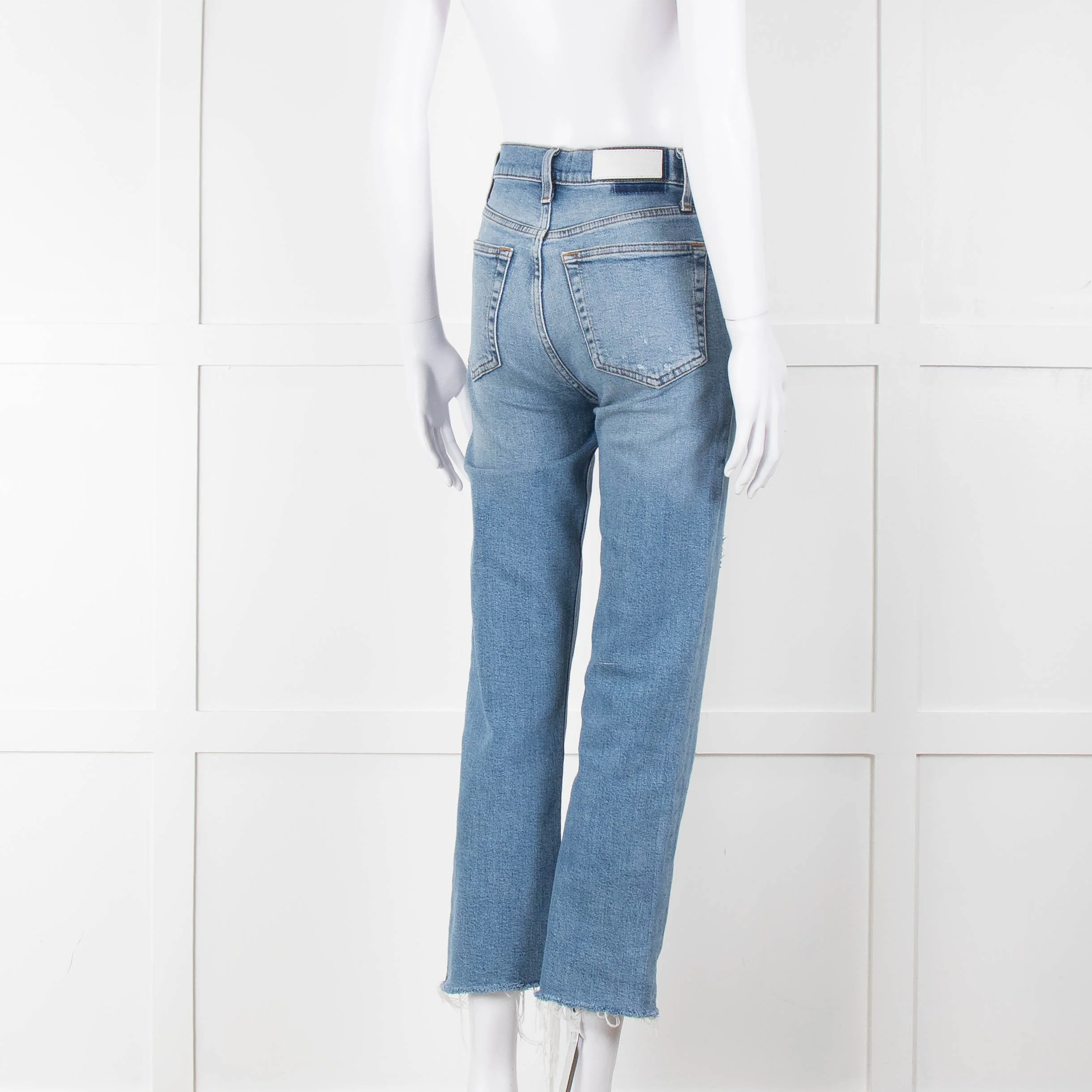 Re/Done Blue Denim Cropped Slim Leg Jeans - Image 4