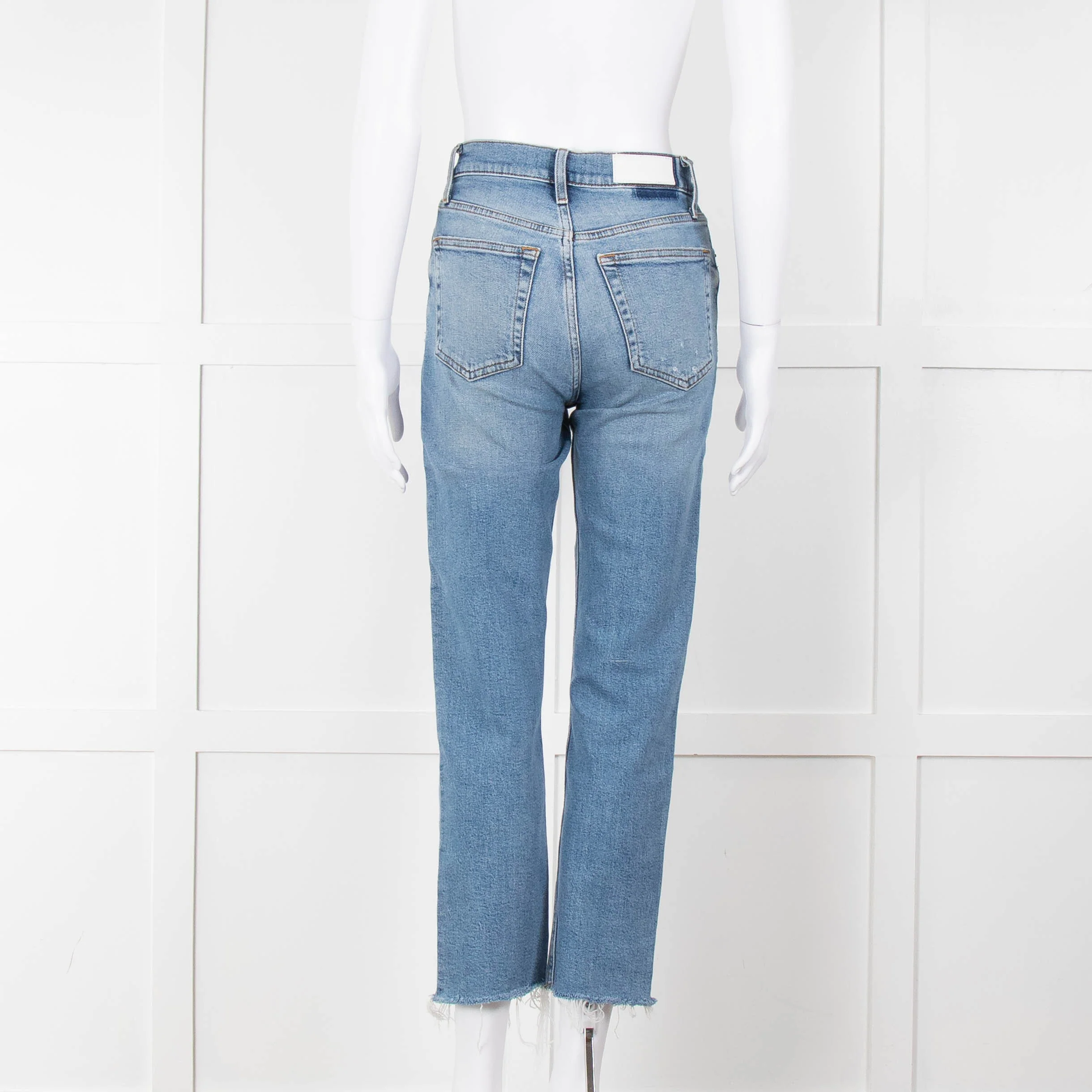 Re/Done Blue Denim Cropped Slim Leg Jeans - Image 5