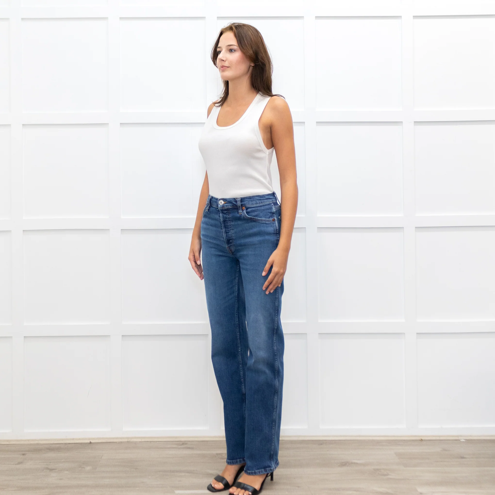 RE/Done Blue Stretch Straight Leg Jeans - Image 3