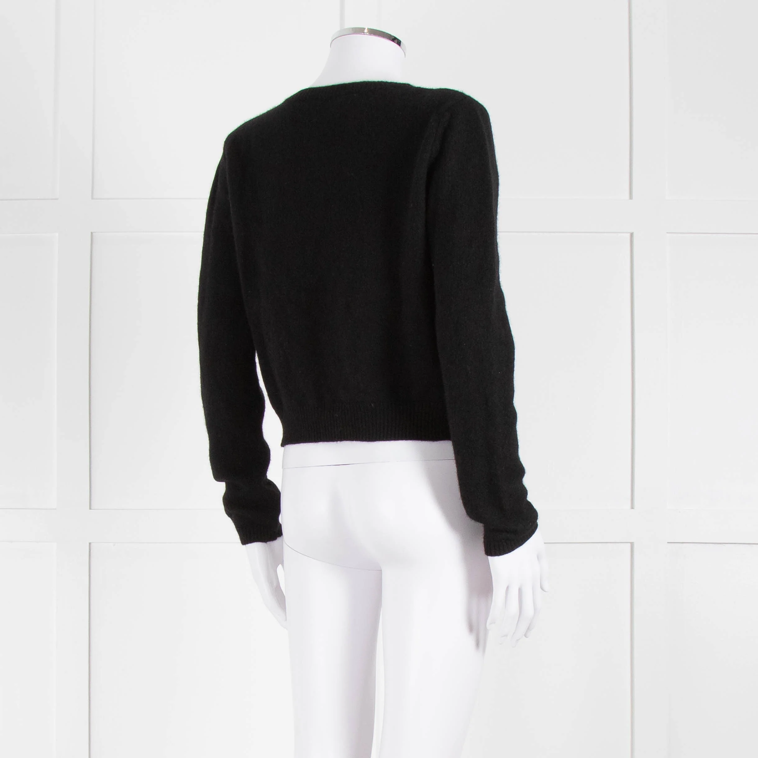 Reformation Black Cashmere Cardigan With Gold Buttons - Image 4