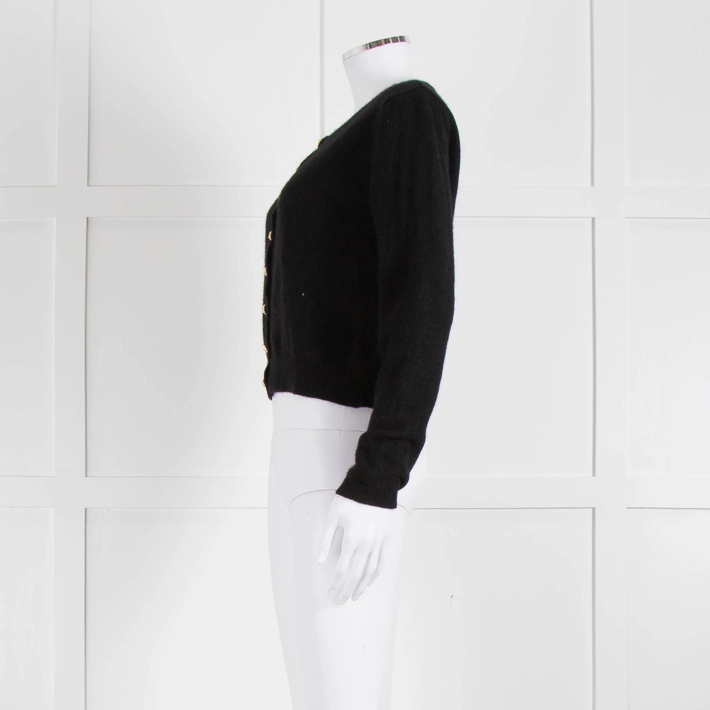 Reformation Black Cashmere Cardigan With Gold Buttons - Image 7