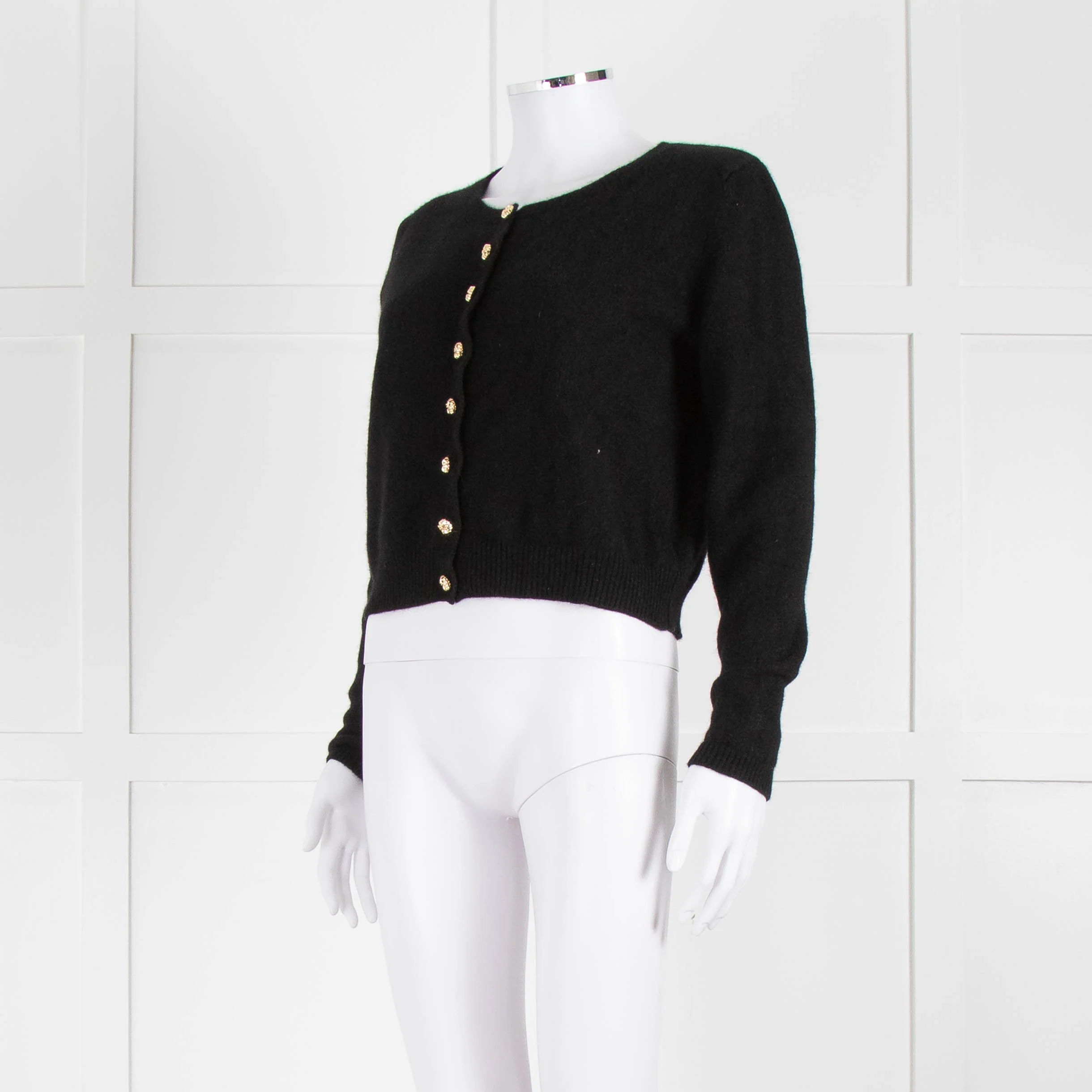 Reformation Black Cashmere Cardigan With Gold Buttons - Image 8