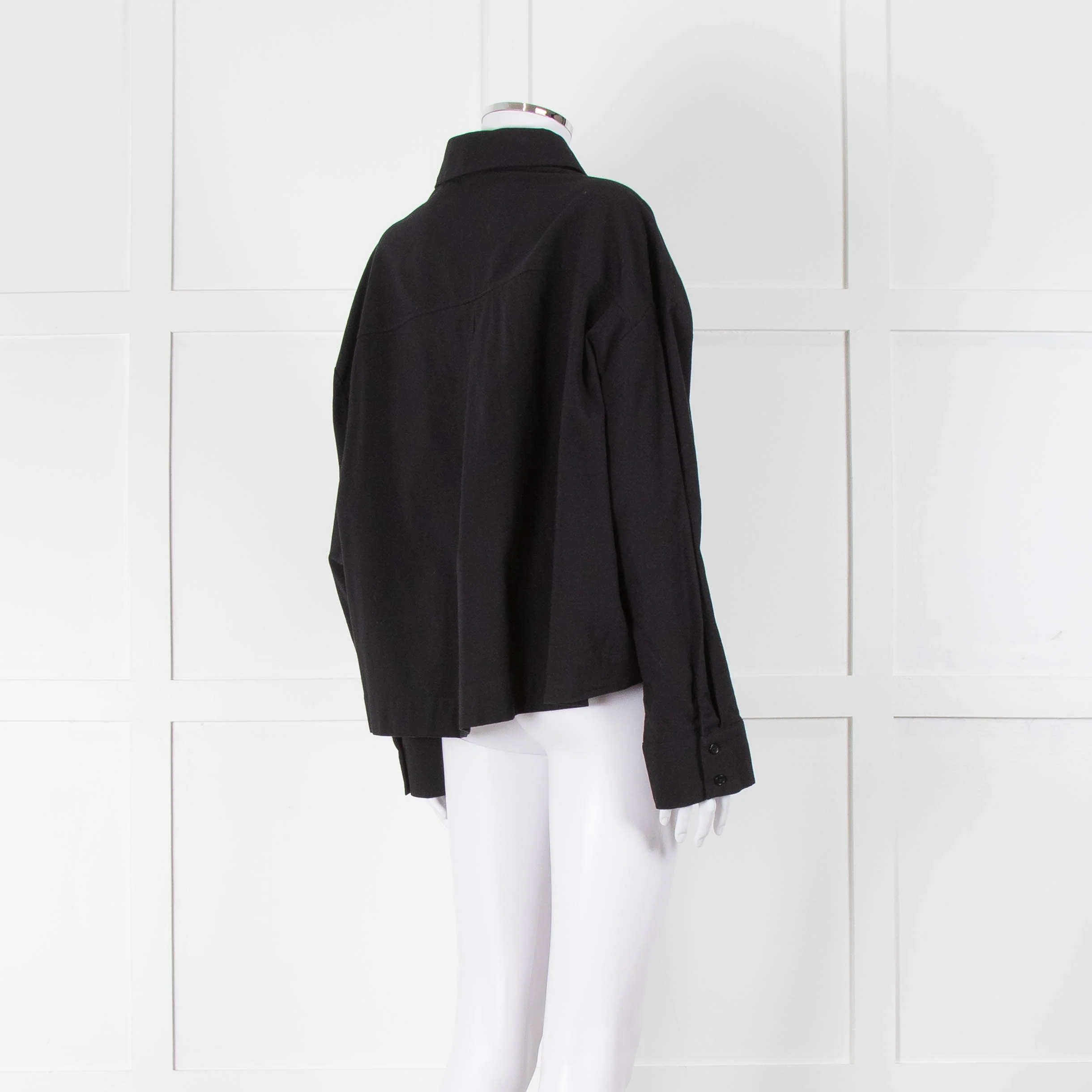 Reformation Black Cropped Boxy Shirt - Image 4