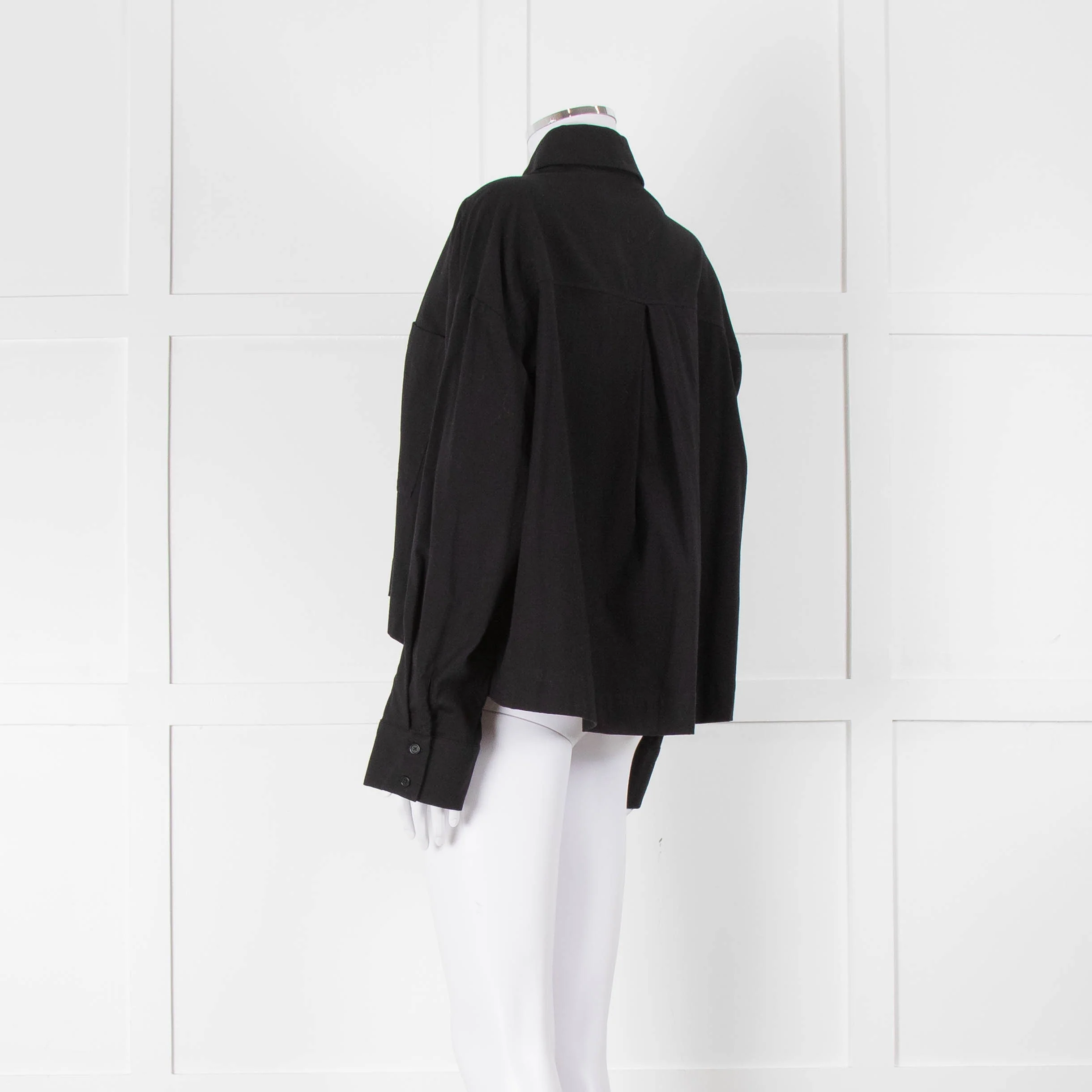 Reformation Black Cropped Boxy Shirt - Image 6