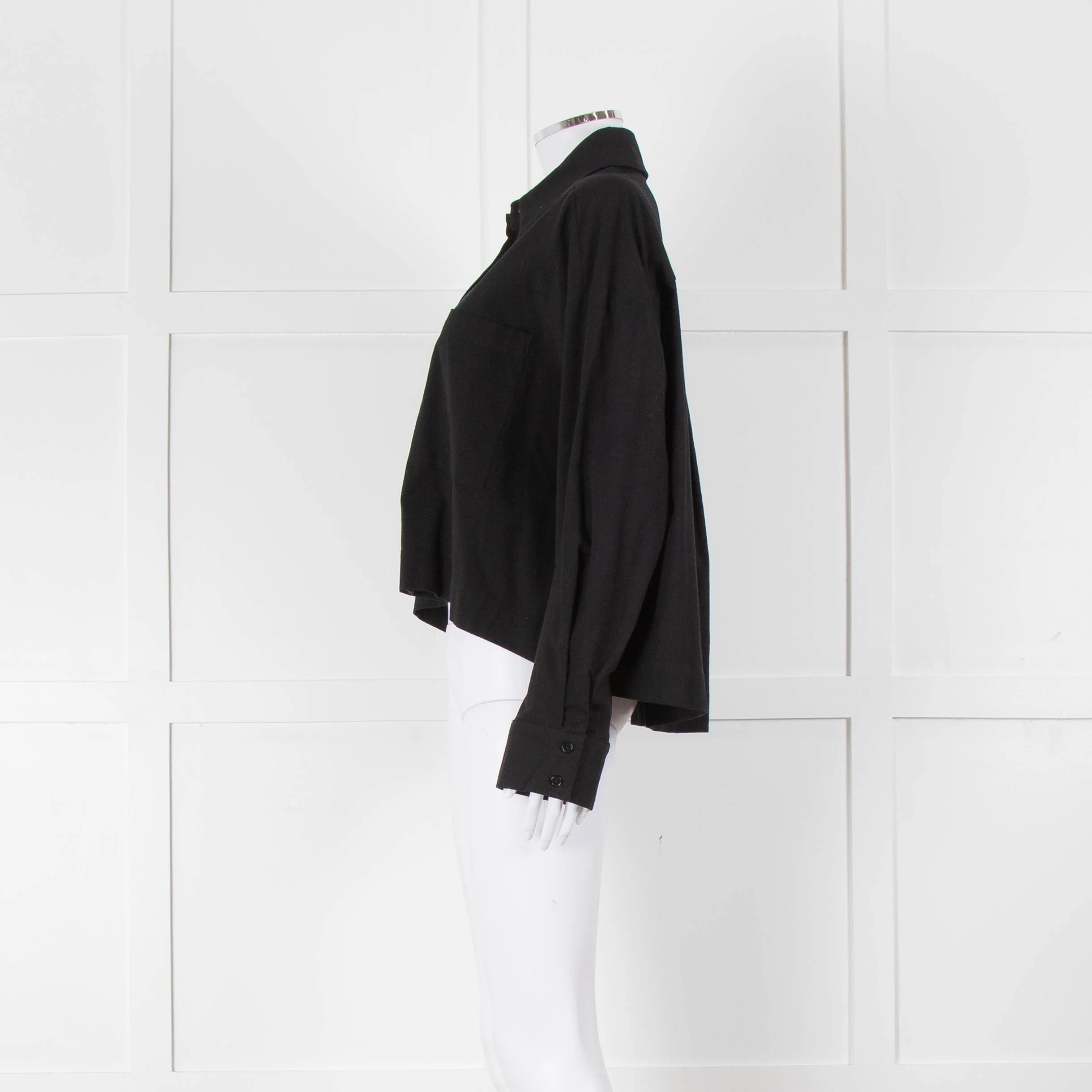 Reformation Black Cropped Boxy Shirt - Image 7
