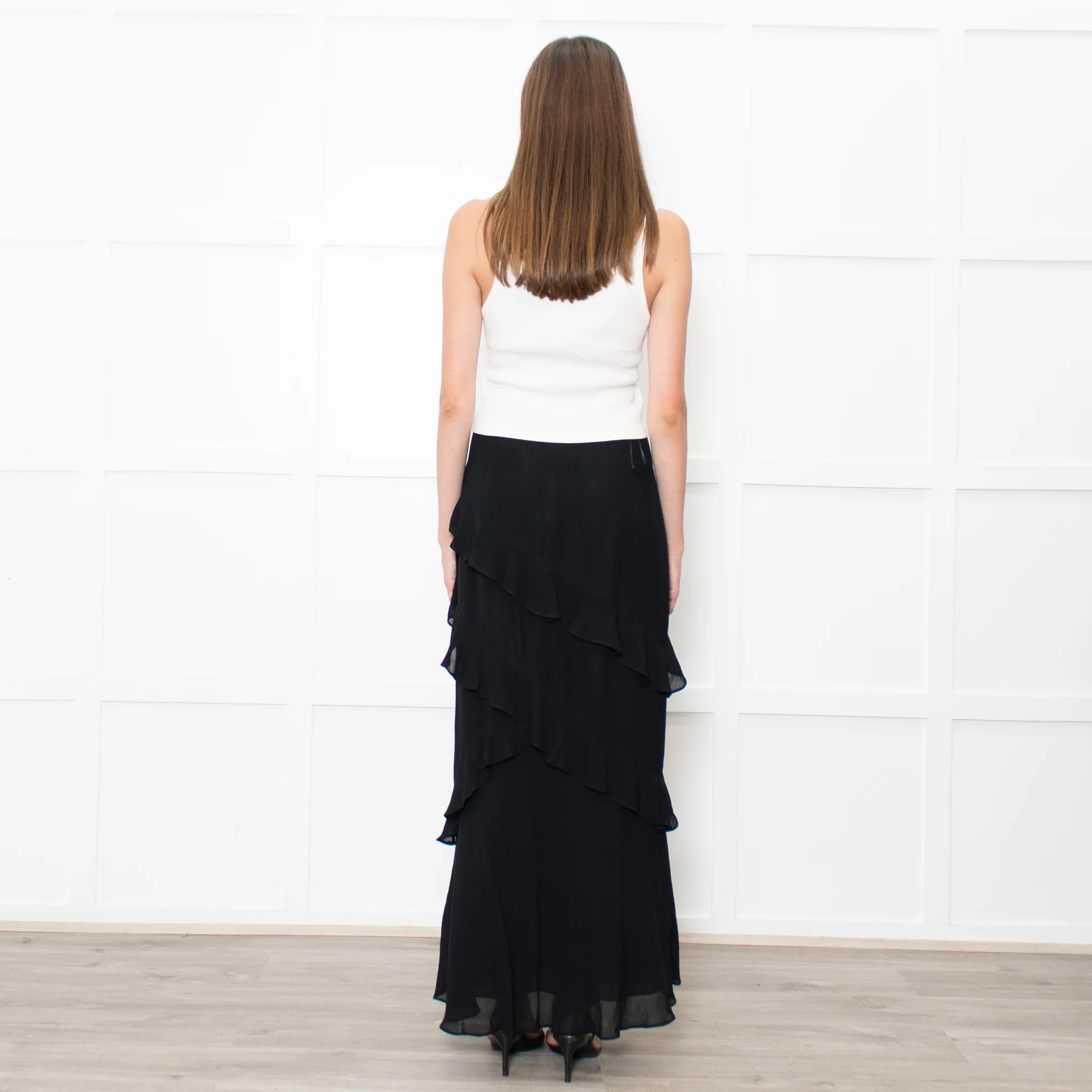 Reformation Black Frill Trim Maxi Skirt - Image 5