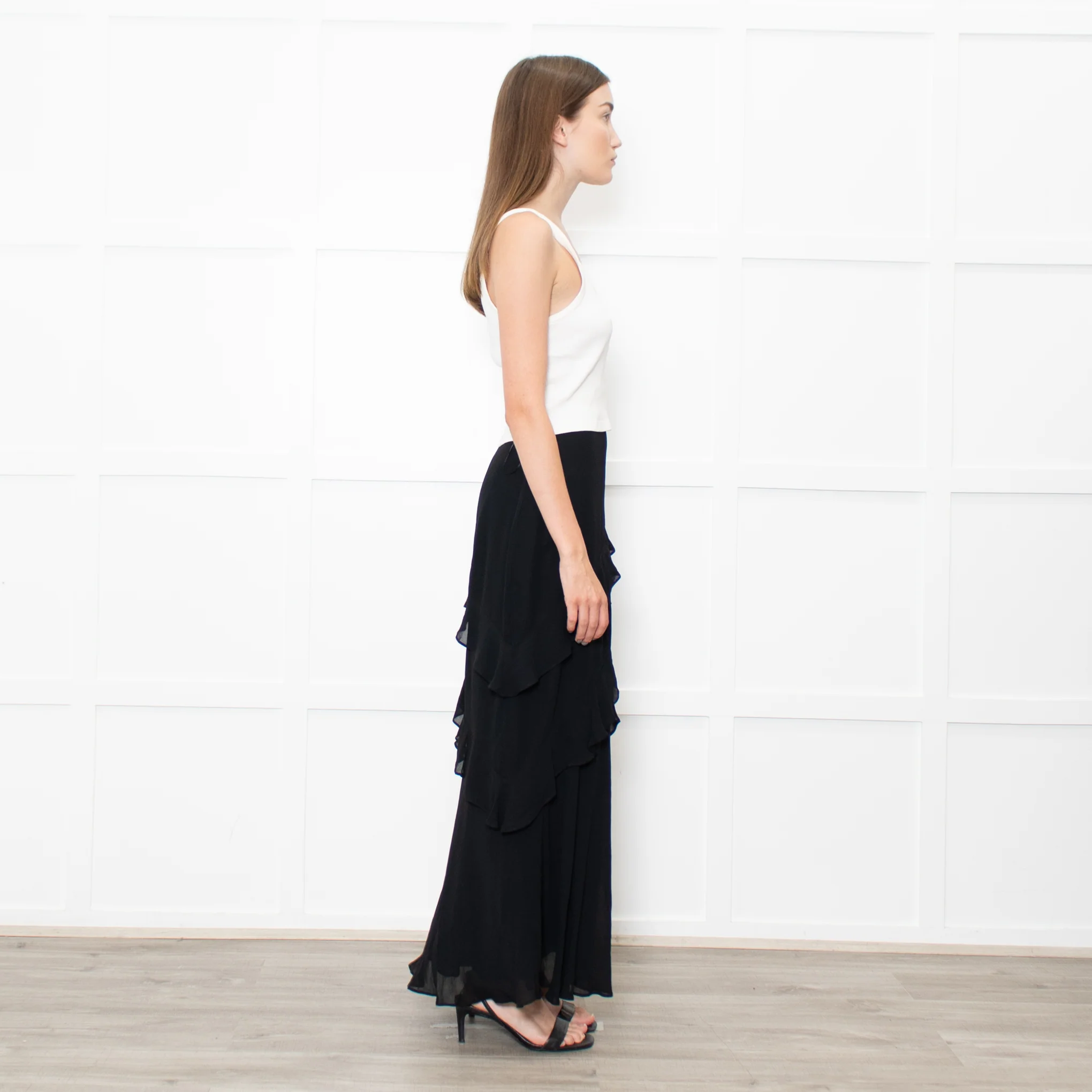 Reformation Black Frill Trim Maxi Skirt - Image 6