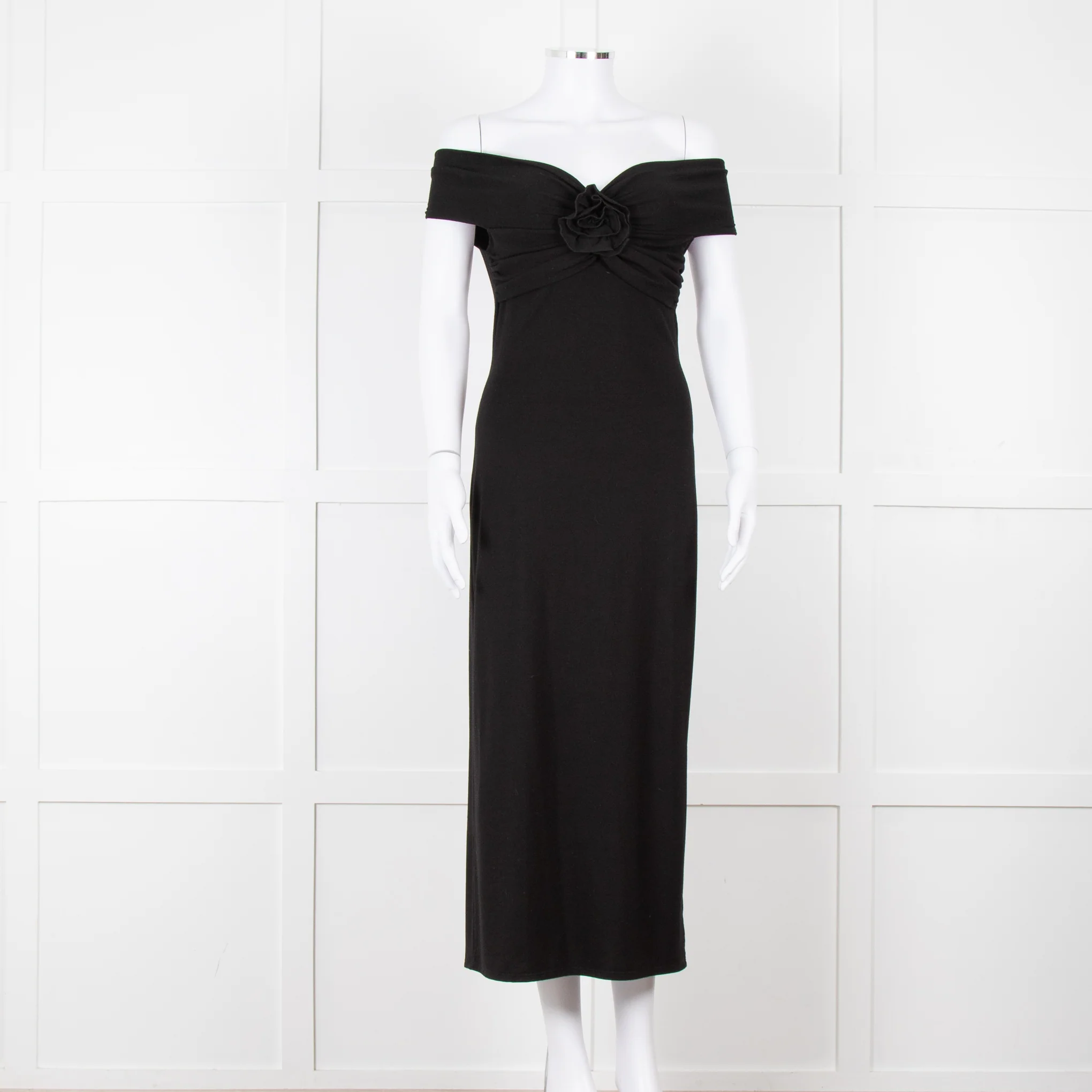 Reformation Black Sleeveless Dress With Front Flower Detail