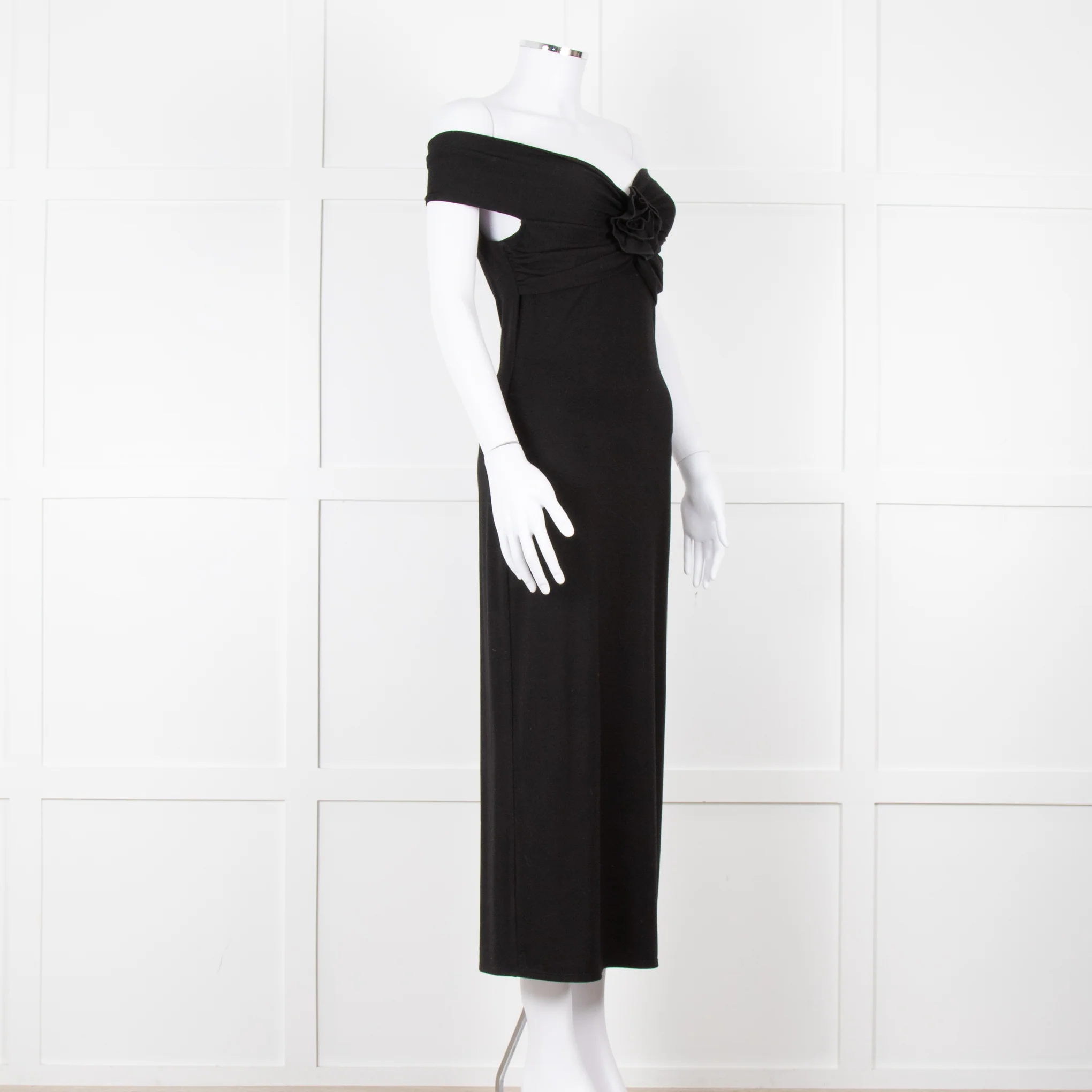 Reformation Black Sleeveless Dress With Front Flower Detail - Image 2