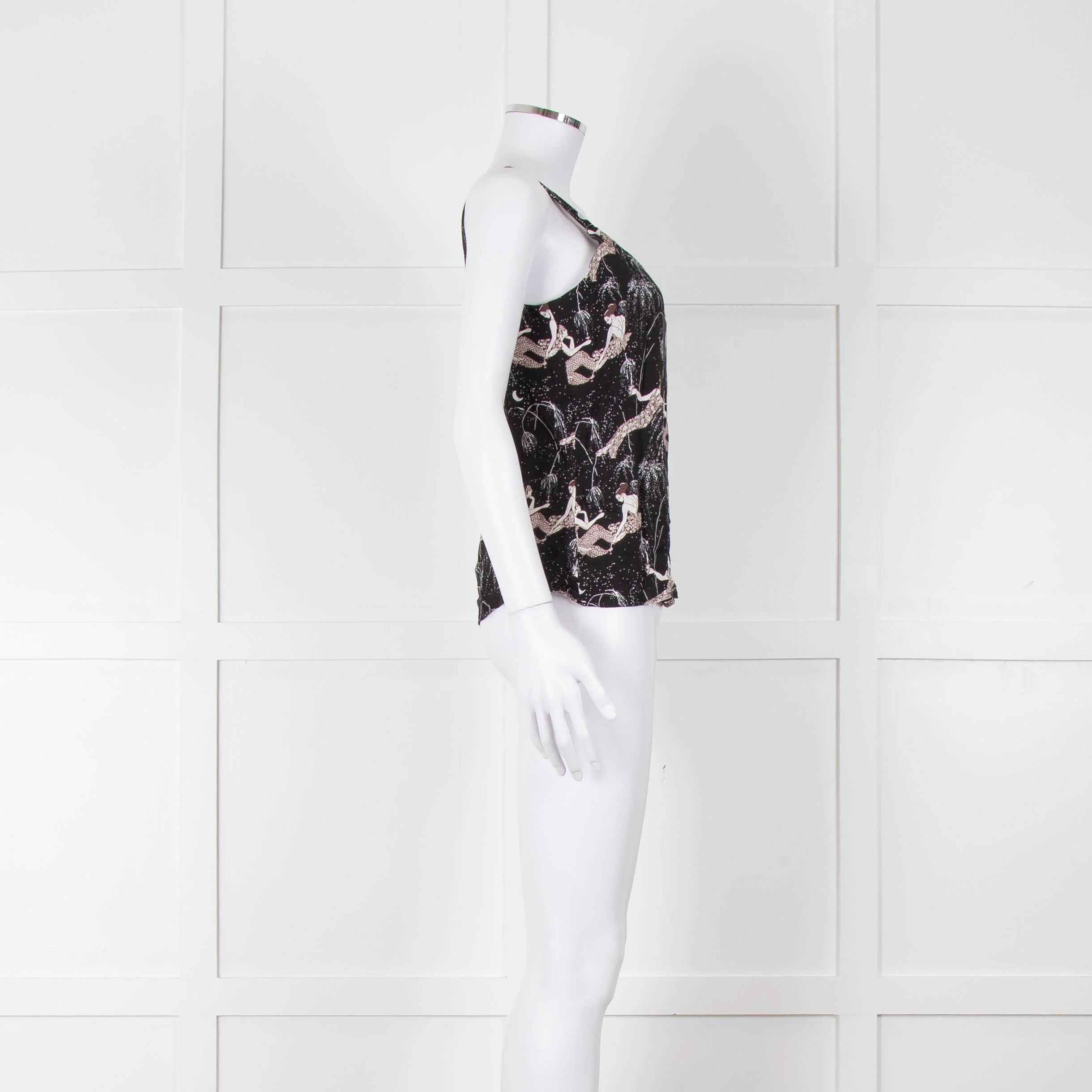 Reformation Black & White Strappy Top With Ladies Print - Image 3