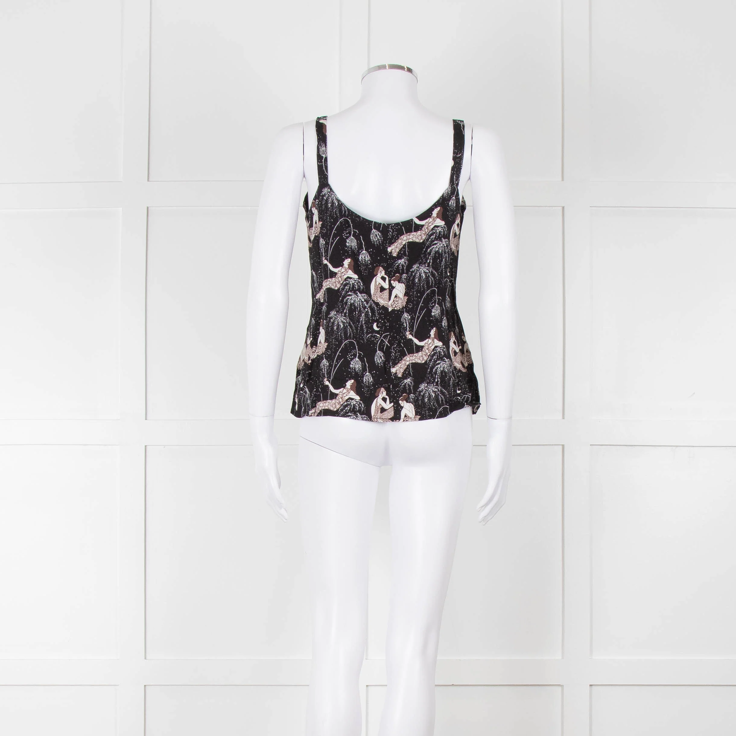 Reformation Black & White Strappy Top With Ladies Print - Image 5