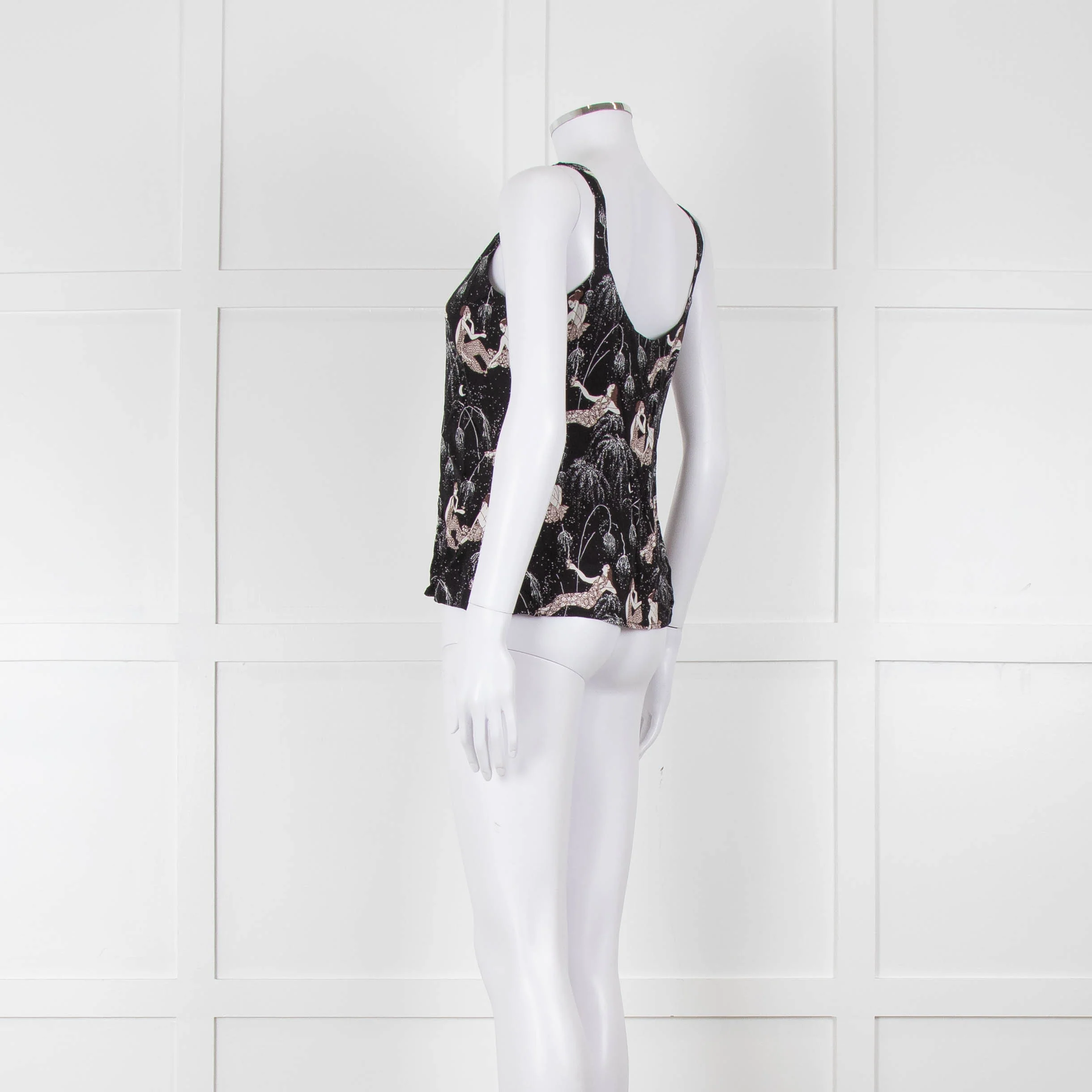 Reformation Black & White Strappy Top With Ladies Print - Image 6