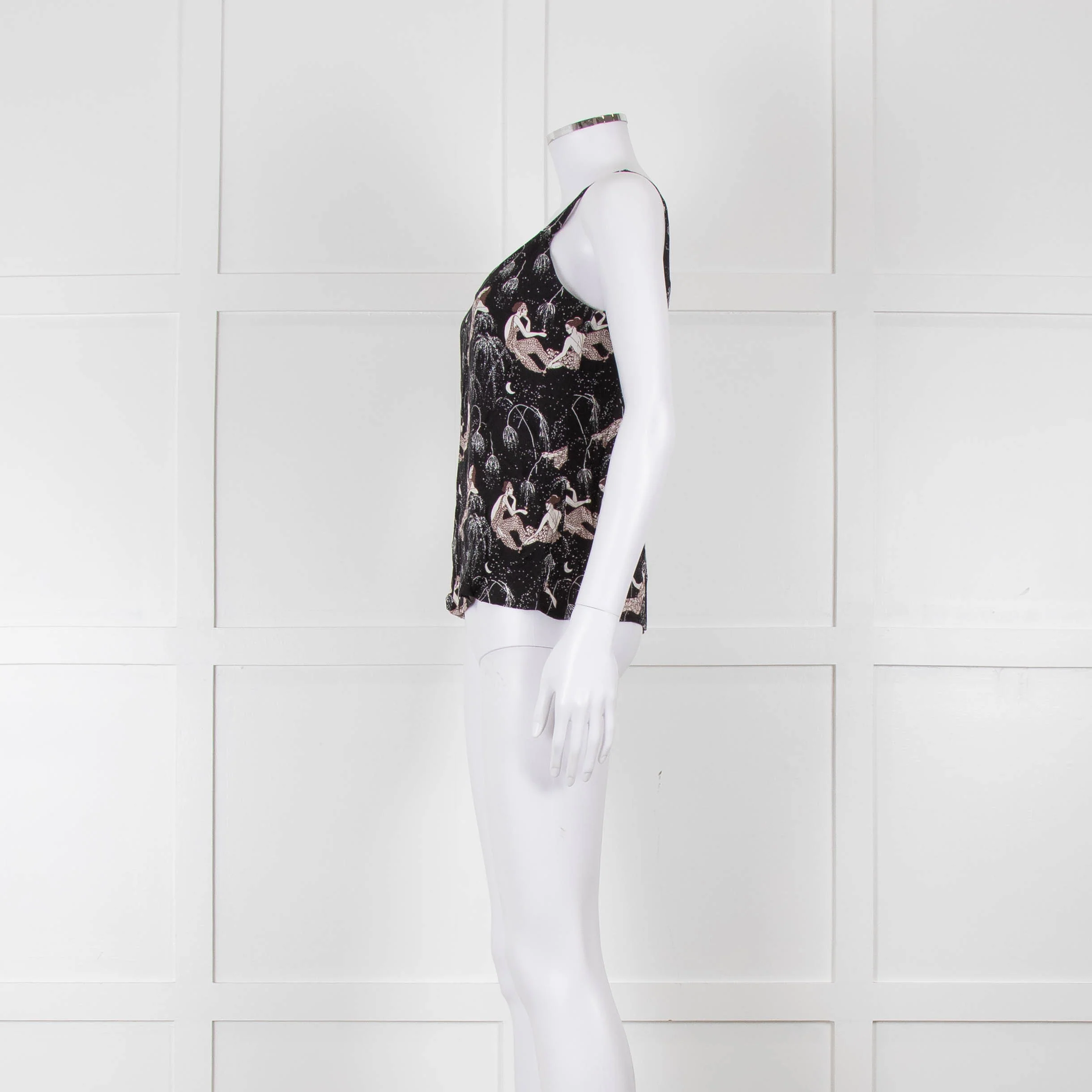 Reformation Black & White Strappy Top With Ladies Print - Image 7