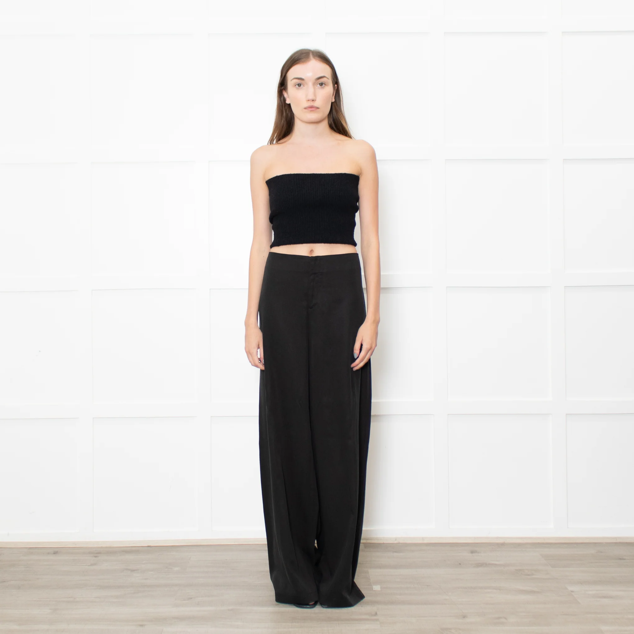 Reformation Black Wide Leg Trousers