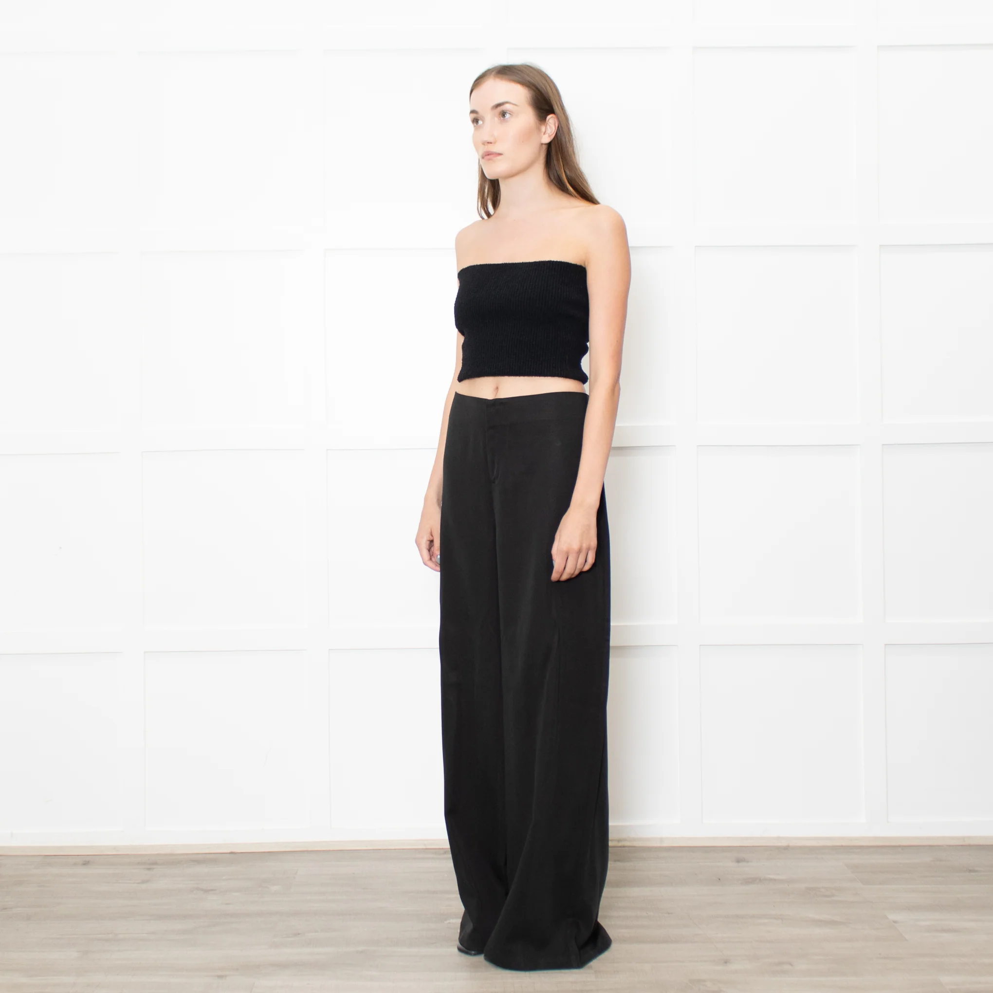 Reformation Black Wide Leg Trousers - Image 3