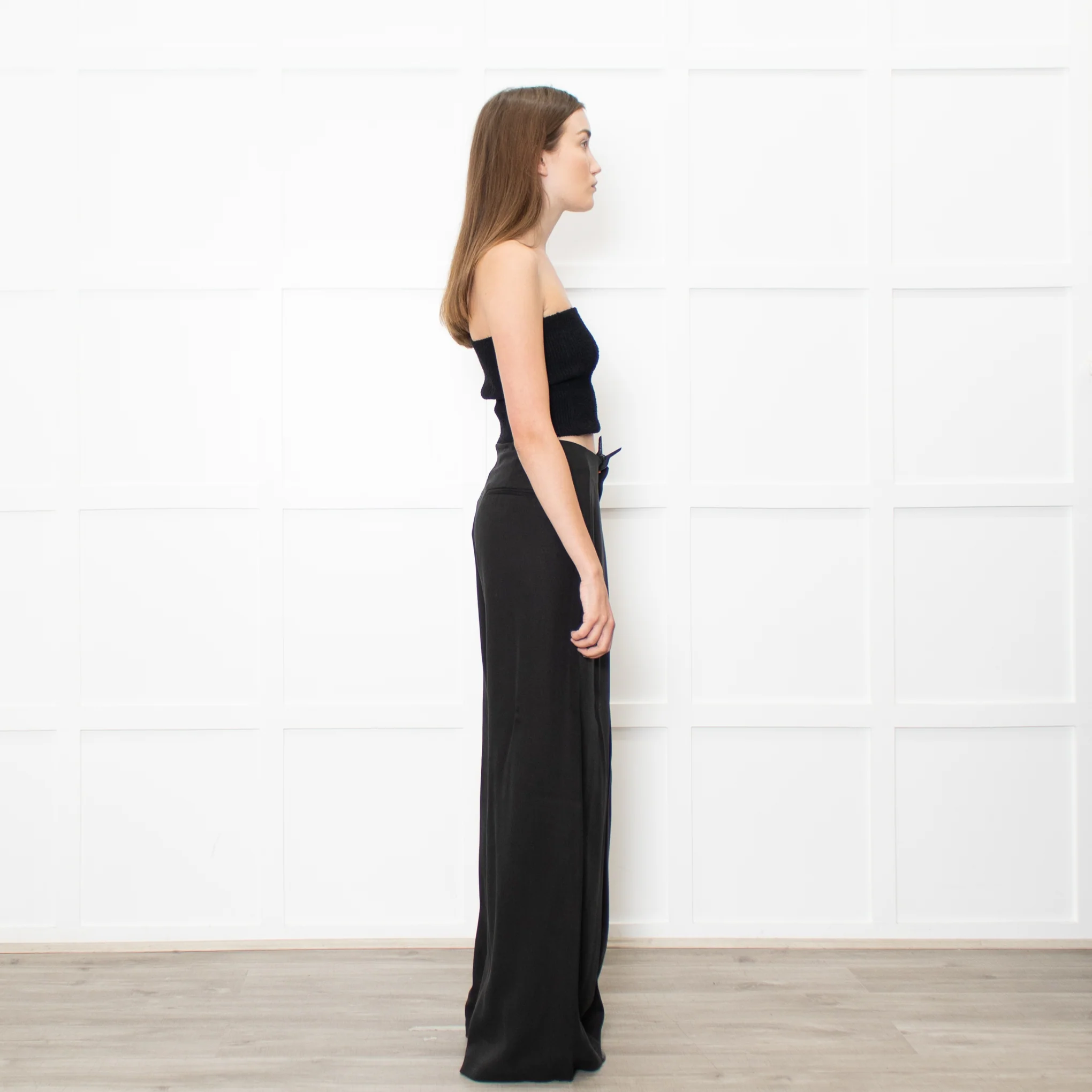 Reformation Black Wide Leg Trousers - Image 6