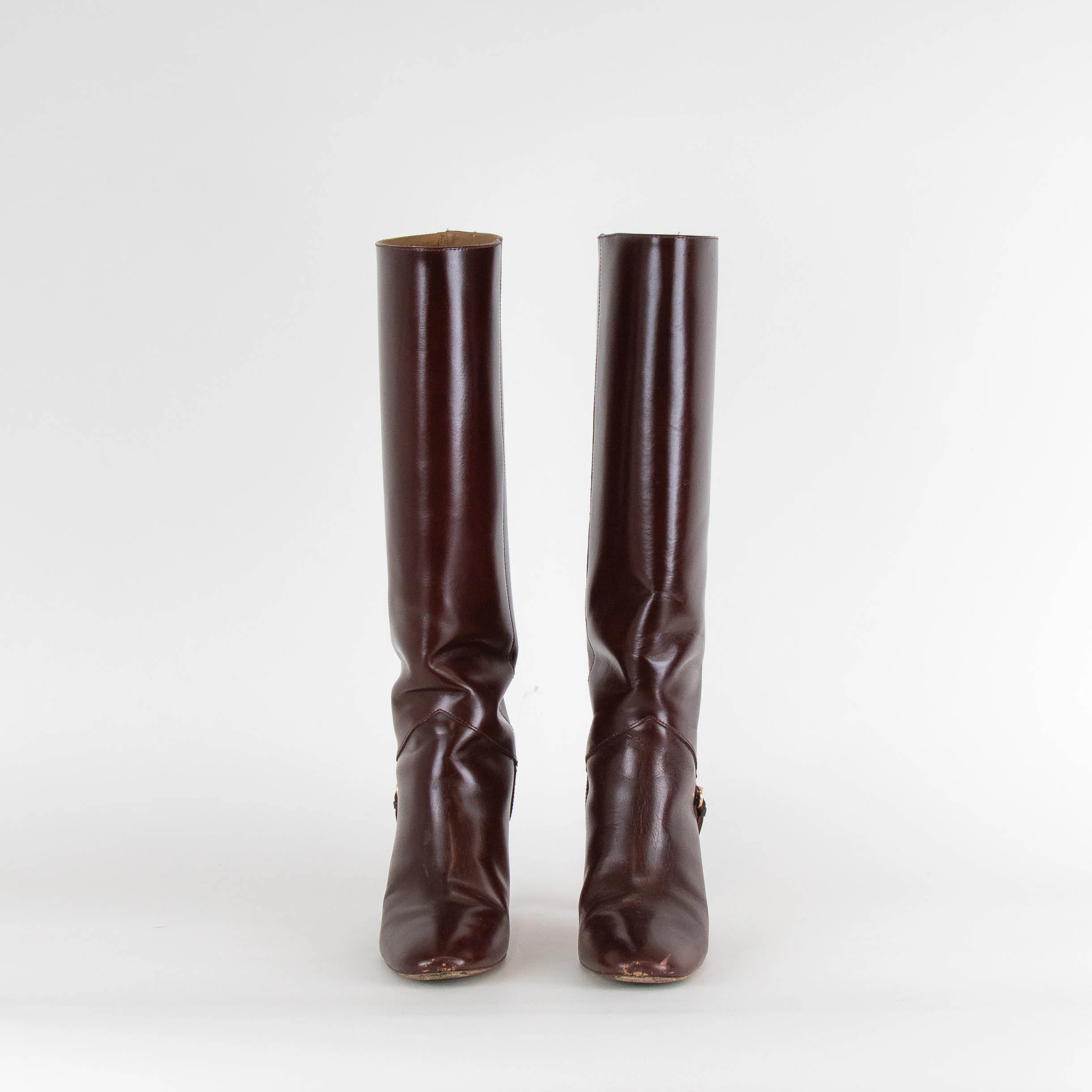 Reformation Burgundy Gaelle Round Toe Knee Boots - Image 2
