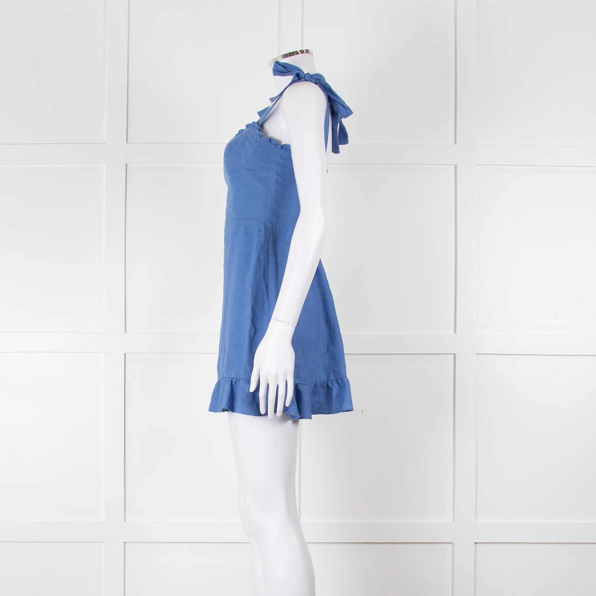 Reformation Cornflour Blue Tie Strap Linen Sundress - Image 7