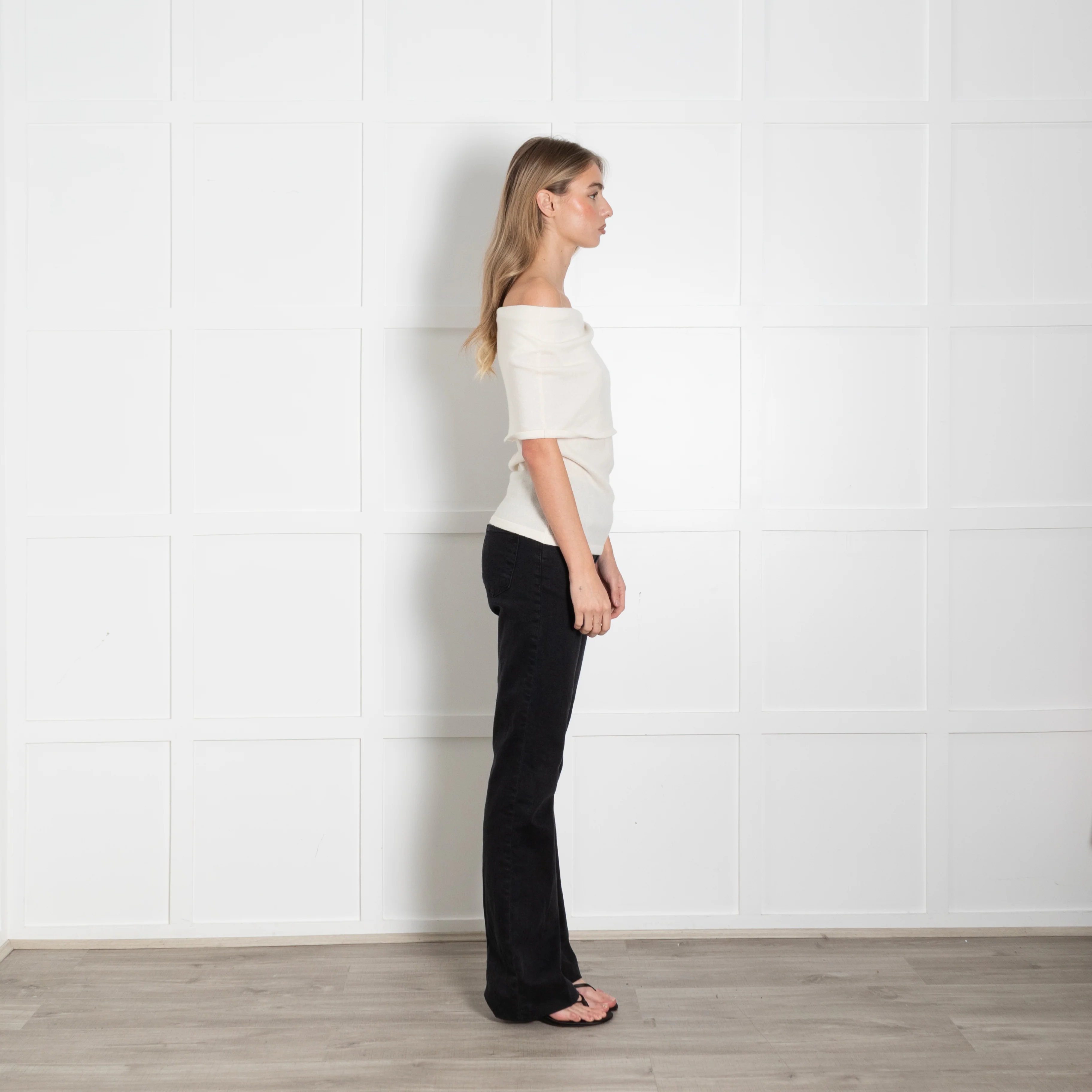 Reformation Cream Cashmere Sleeveless Off The Shoulder Top - Image 6