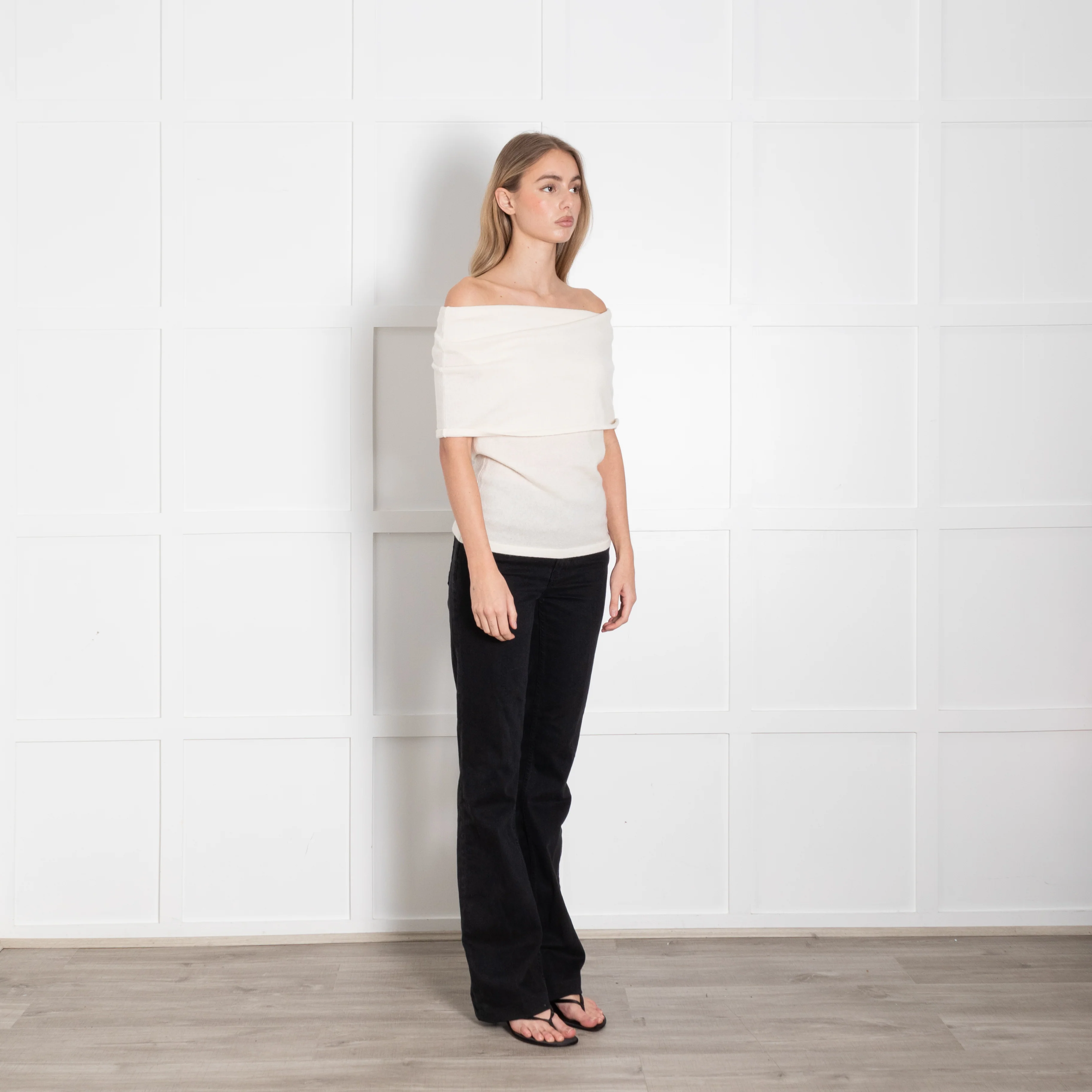 Reformation Cream Cashmere Sleeveless Off The Shoulder Top - Image 7