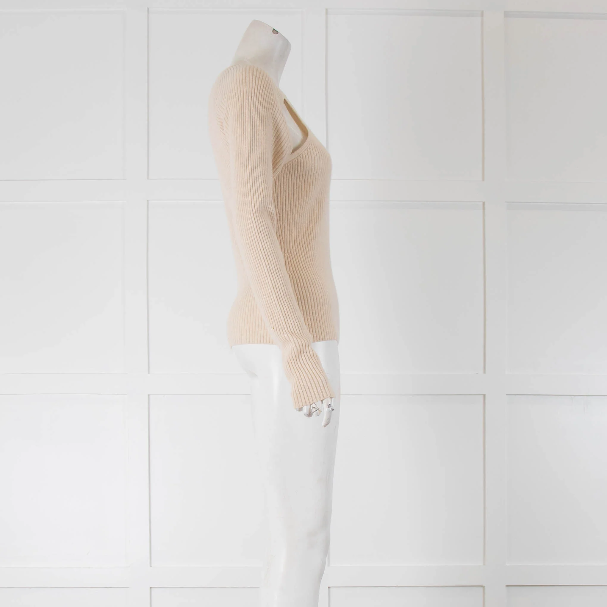 Reformation Cream Ribbed Jumper with cut out details - Image 2
