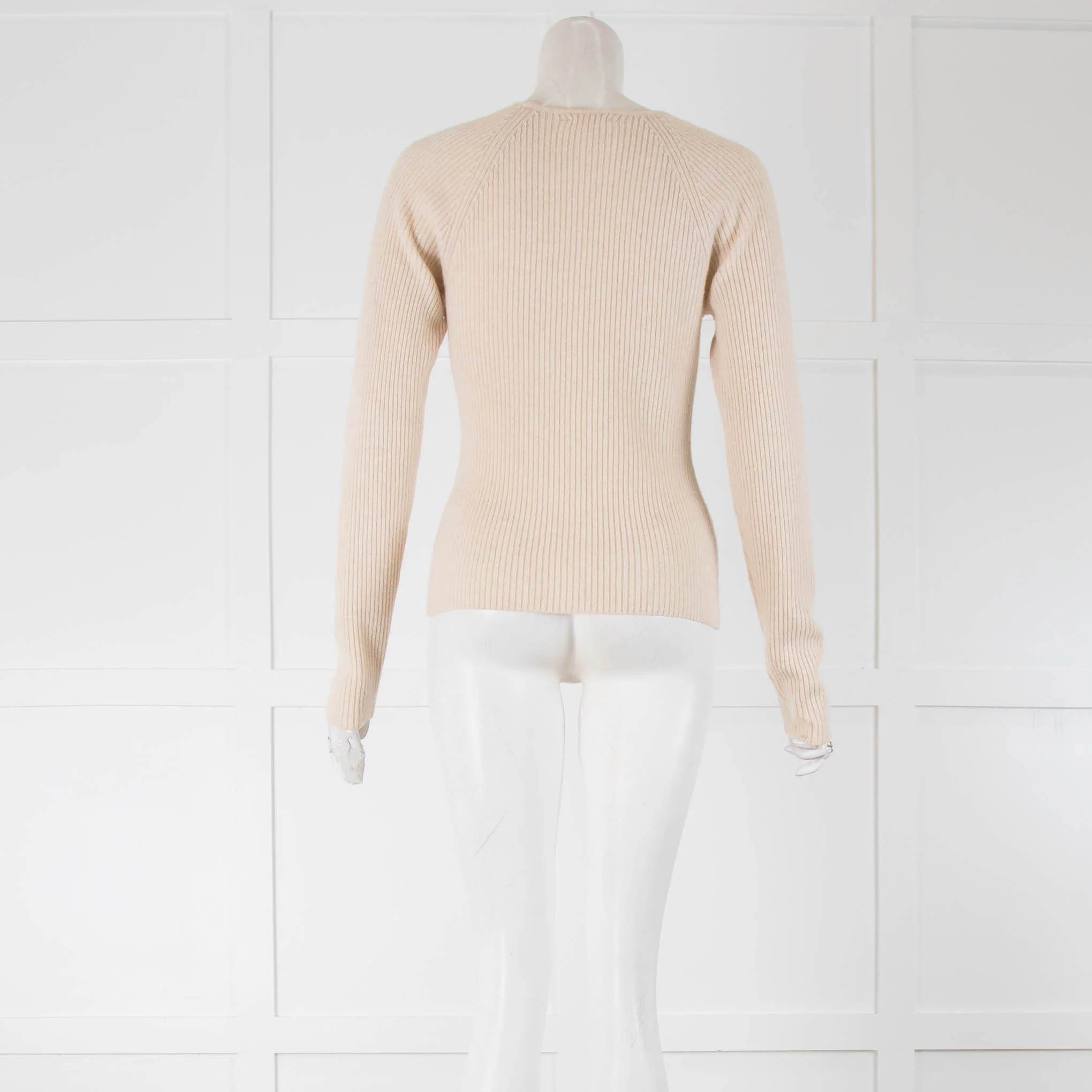 Reformation Cream Ribbed Jumper with cut out details - Image 3